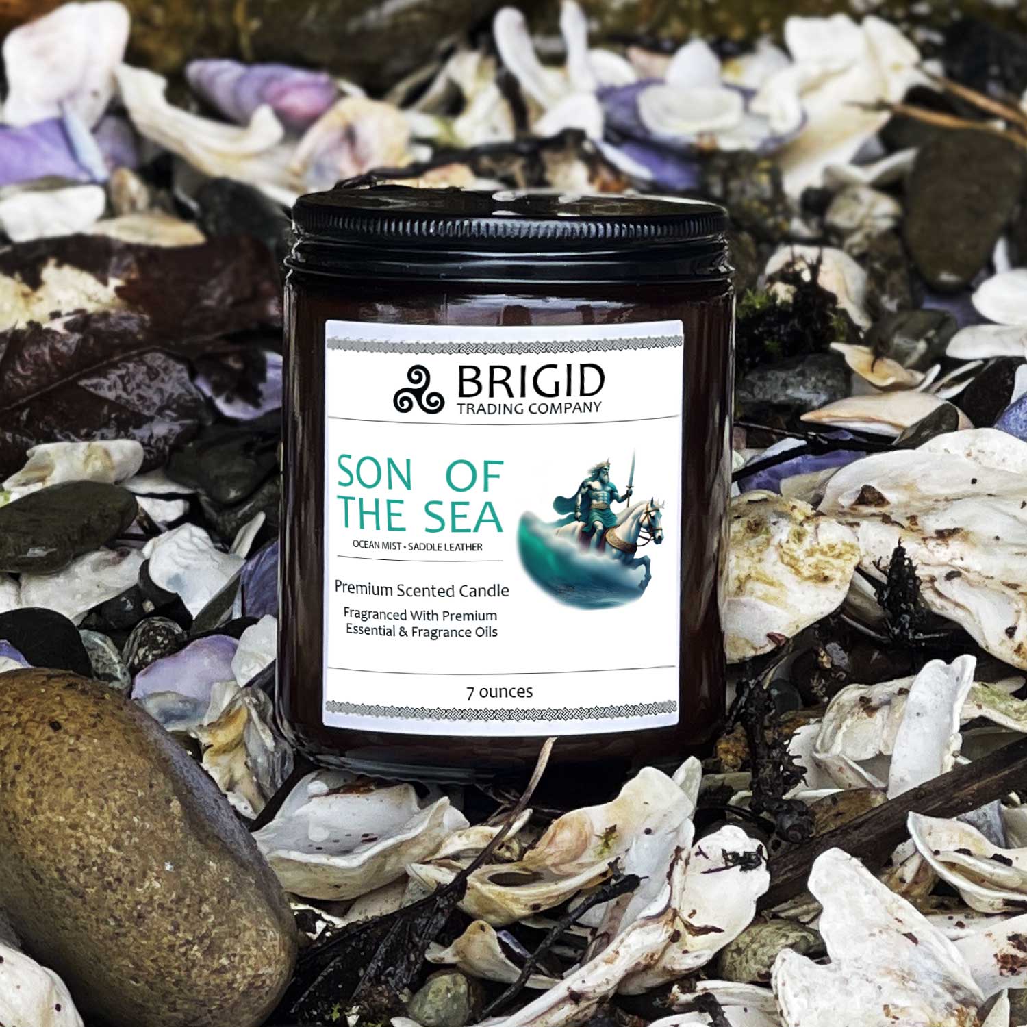 Son of the Sea Soy Wax Candle - Sea Salt, Ocean Breeze, and Saddle Leather | Premium Scented Candle | Wiccan Center