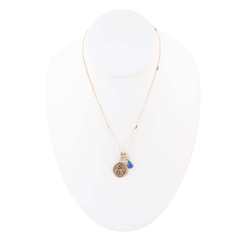 Capricorn - Zodiac Blue Lapis Golden Charm Necklace | Necklaces | Wiccan Center