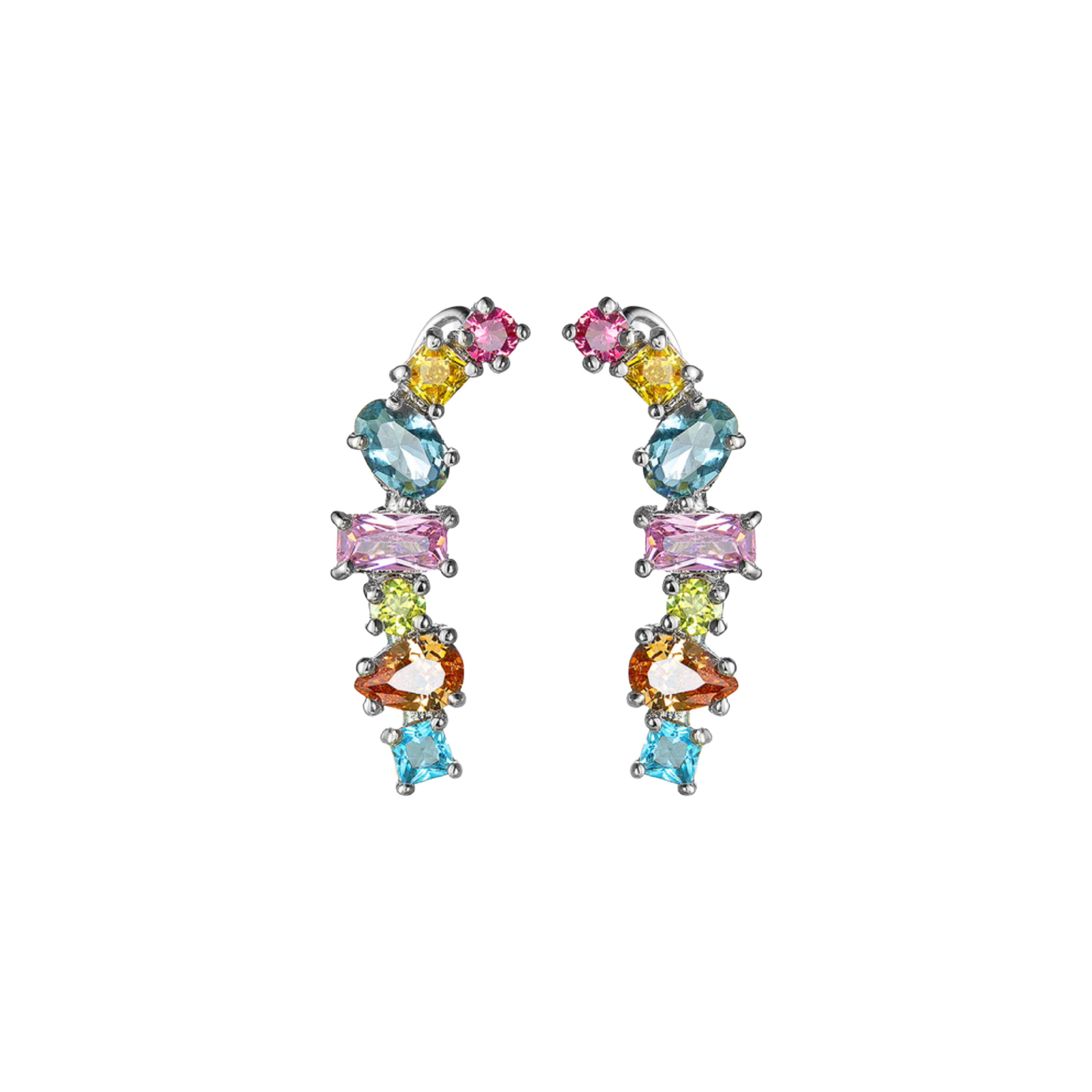 Multi Gem Climber Earrings