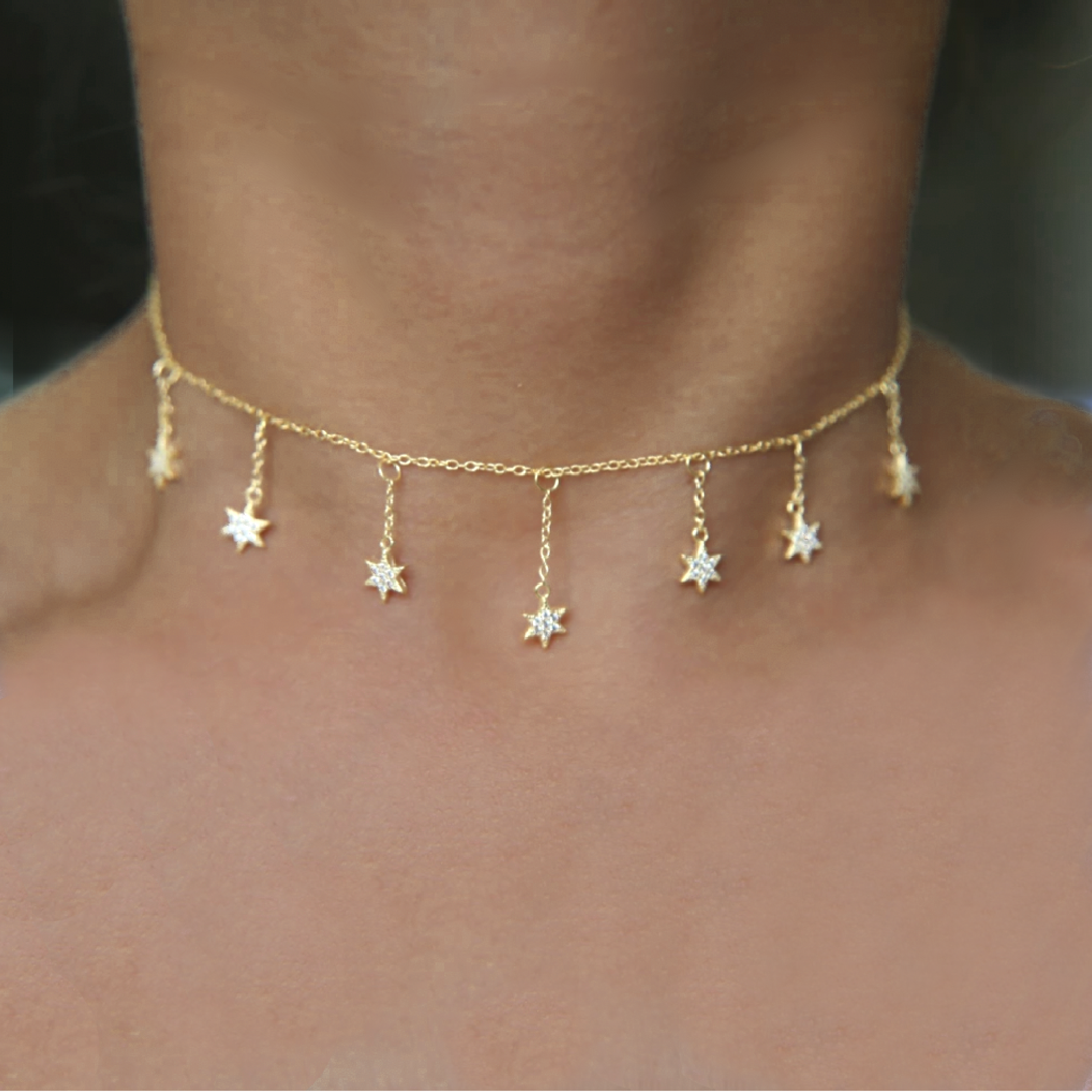 Stellar Drop Choker Necklace