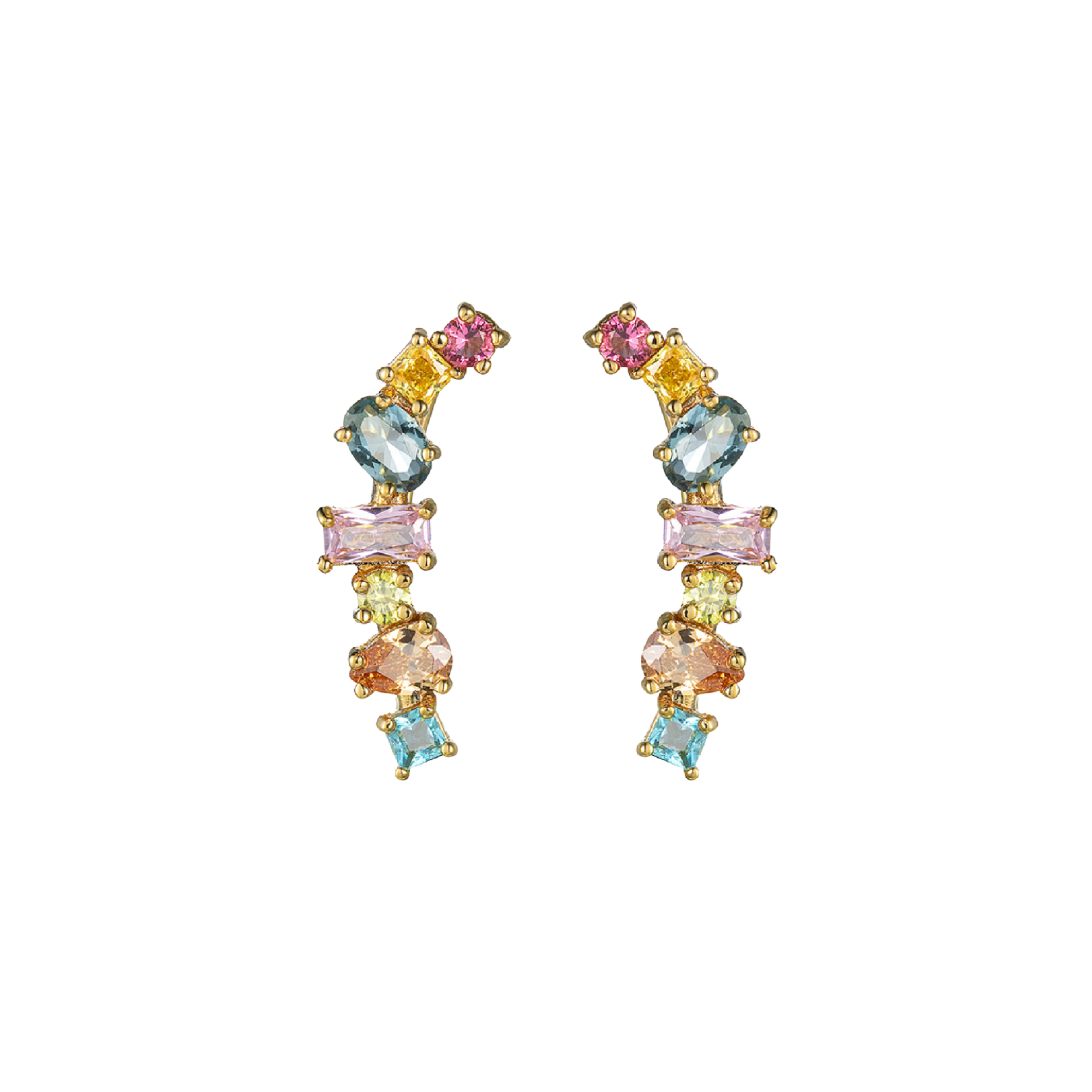 Multi Gem Climber Earrings