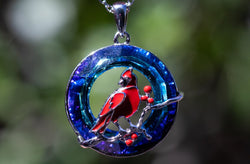 Crystal Cardinal Urn Necklace | | Wiccan Center
