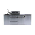 Castelle Flame Aurelia 72K BTU Stainless Steel Outdoor BBQ Kitchen Grill Island With 46-Inch 4-Burner 85K BTU Grill, Rotisserie Kit, And Cabinets (SAK93192) | Outdoor Kitchen Islands | Wiccan Center