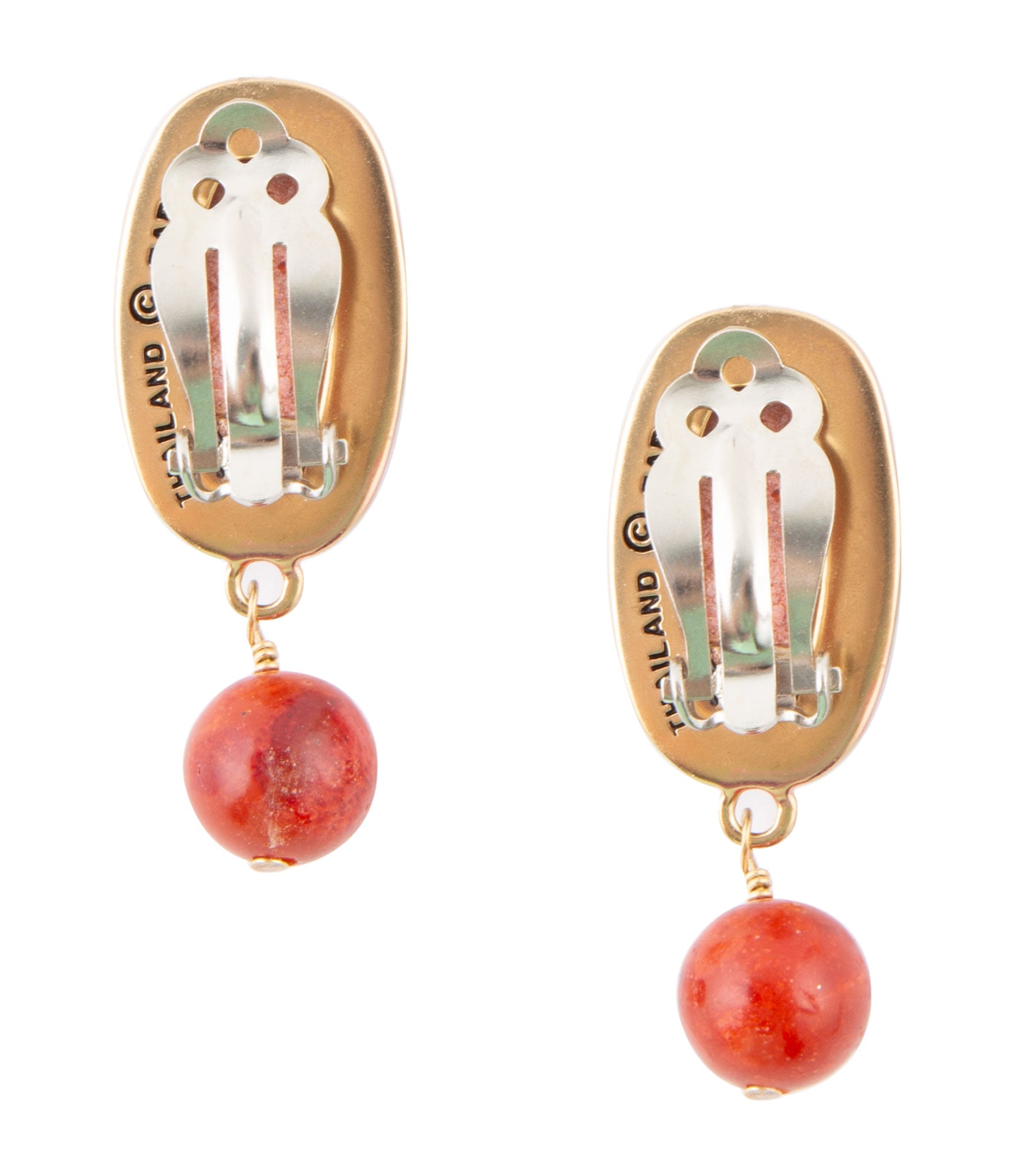 Catalina Orange Sponge Coral Golden Clip-On Earrings | Earrings | Wiccan Center