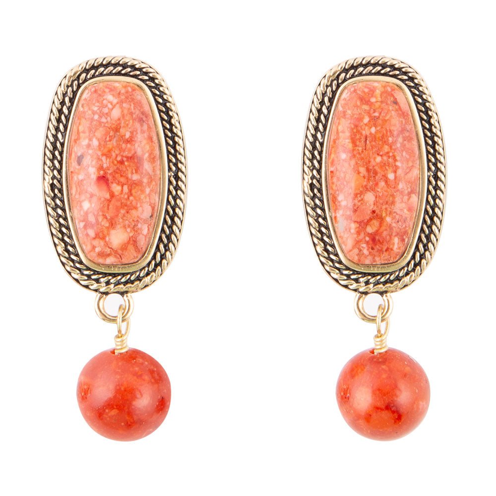 Catalina Orange Sponge Coral Golden Clip-On Earrings | Earrings | Wiccan Center