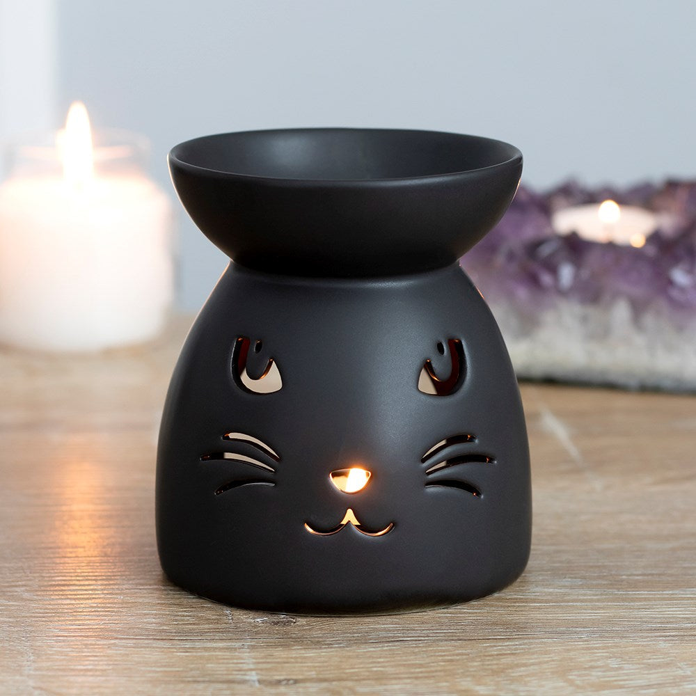 Gothic Black Cat Cut Out Oil Burner and Wax Warmer | Wax Melt Warmer | Wiccan Center