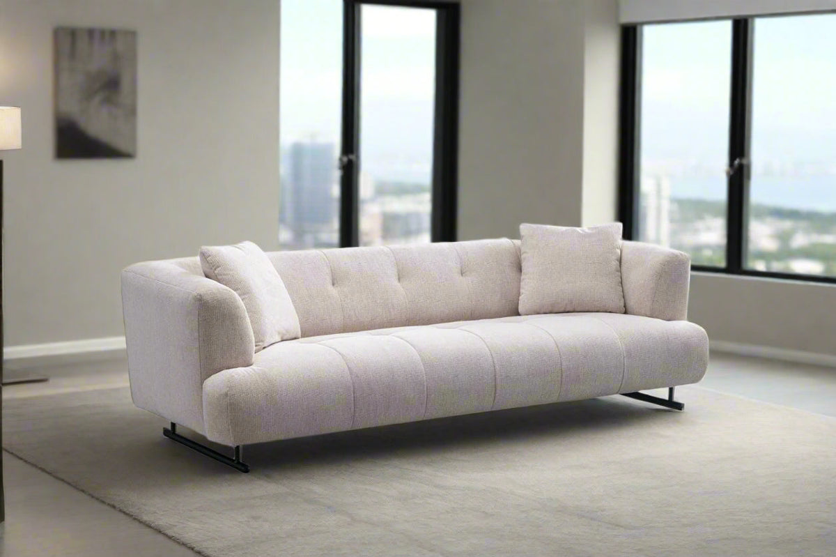Arden Collection Modern Fabric 3-Seater Sofa - White | Sofa | Wiccan Center