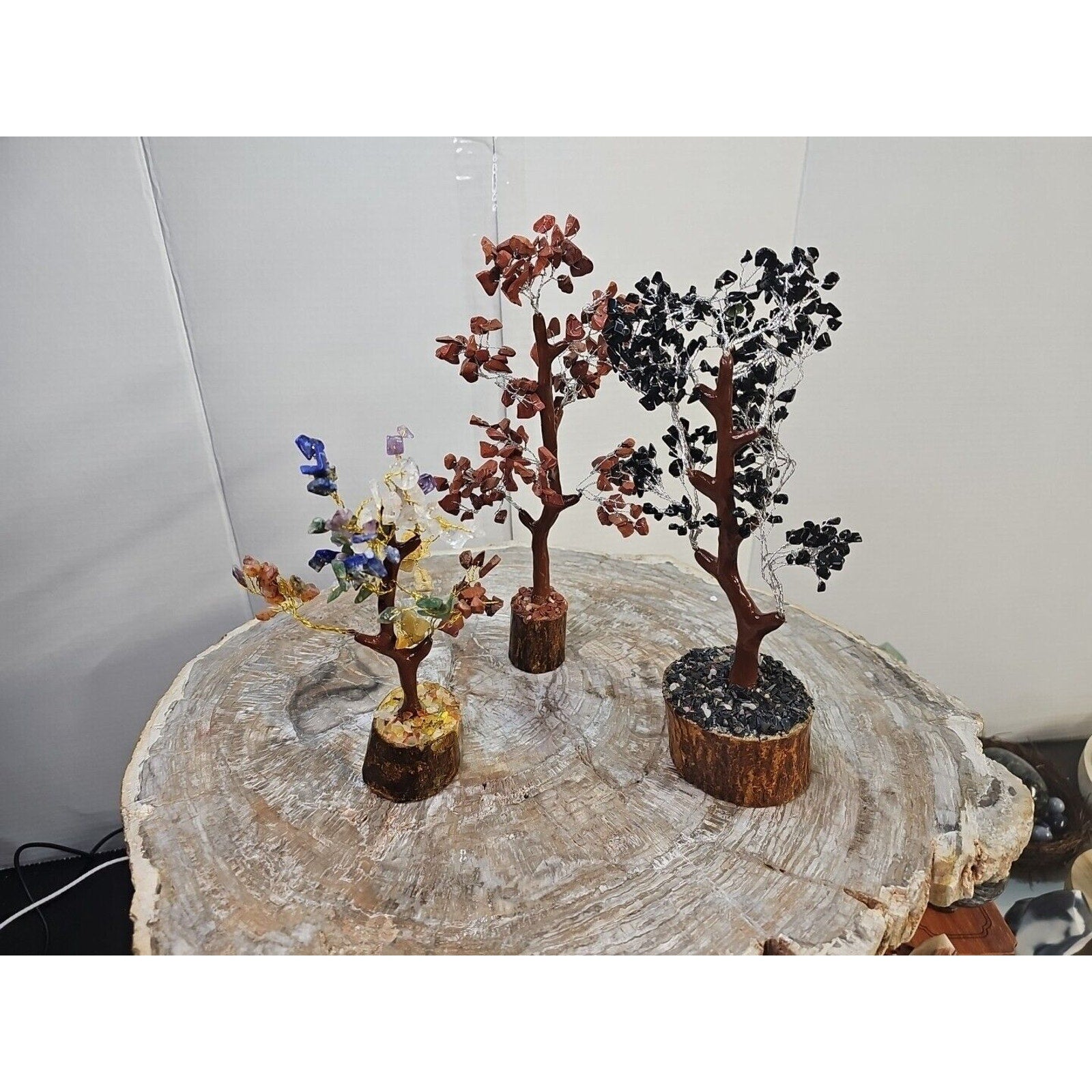 Crystal Gemstone Bonsai Tree — Carnelian, Amethyst & Quartz on Gold Branches | CrystalCloud Company