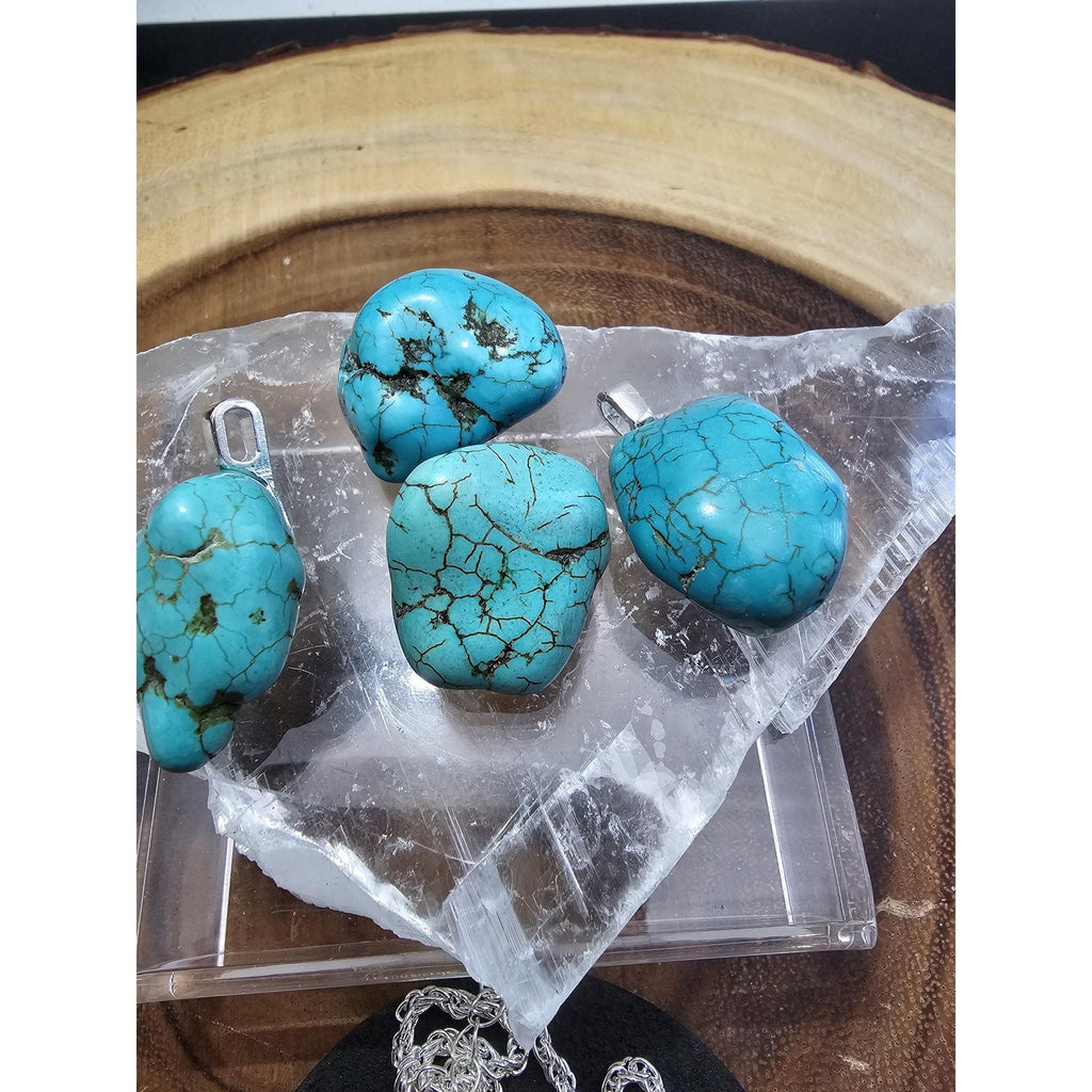 Howlite Turquoise Pendant w/16in 925 silver chain