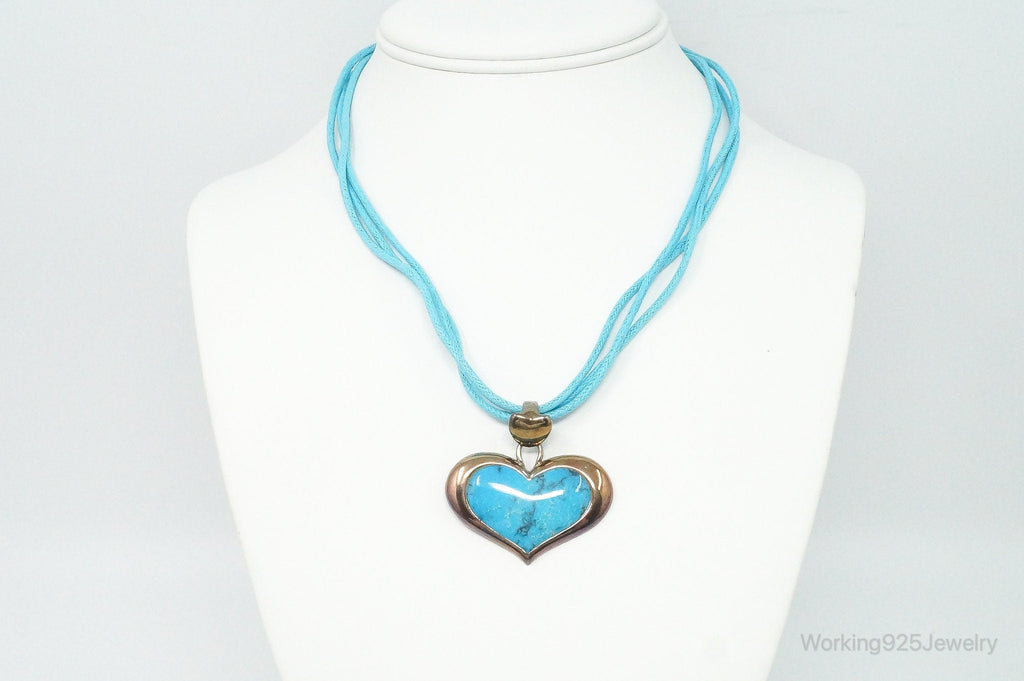 Designer SX Turquoise Heart Sterling Silver Cord Necklace | Jewelry > Necklaces > Pendants | Wiccan Center