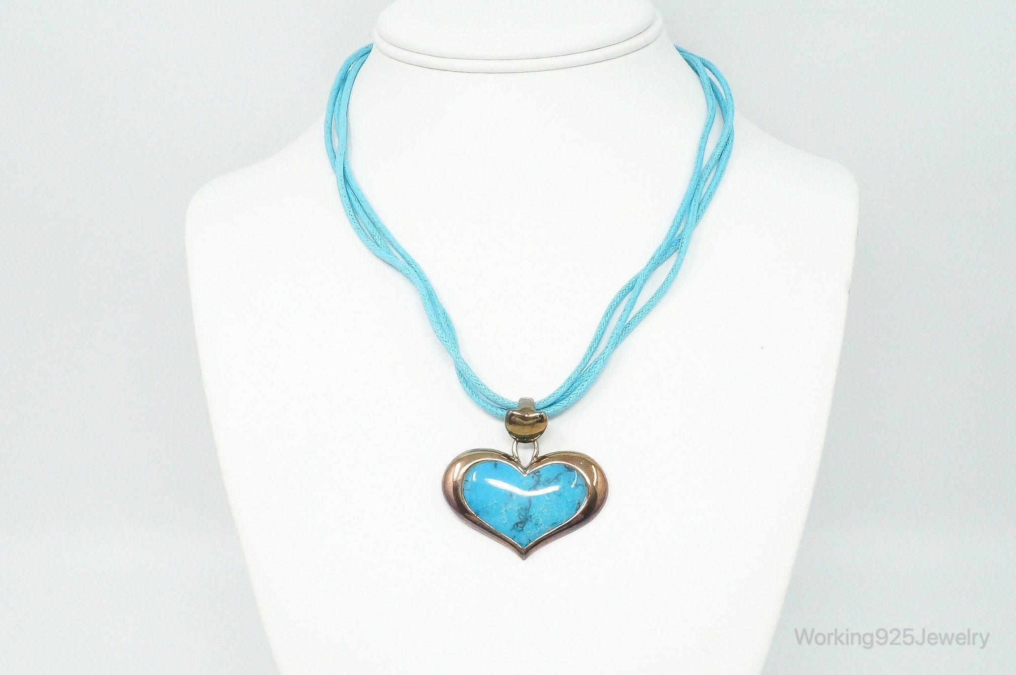 Designer SX Turquoise Heart Sterling Silver Cord Necklace | Jewelry > Necklaces > Pendants | Wiccan Center