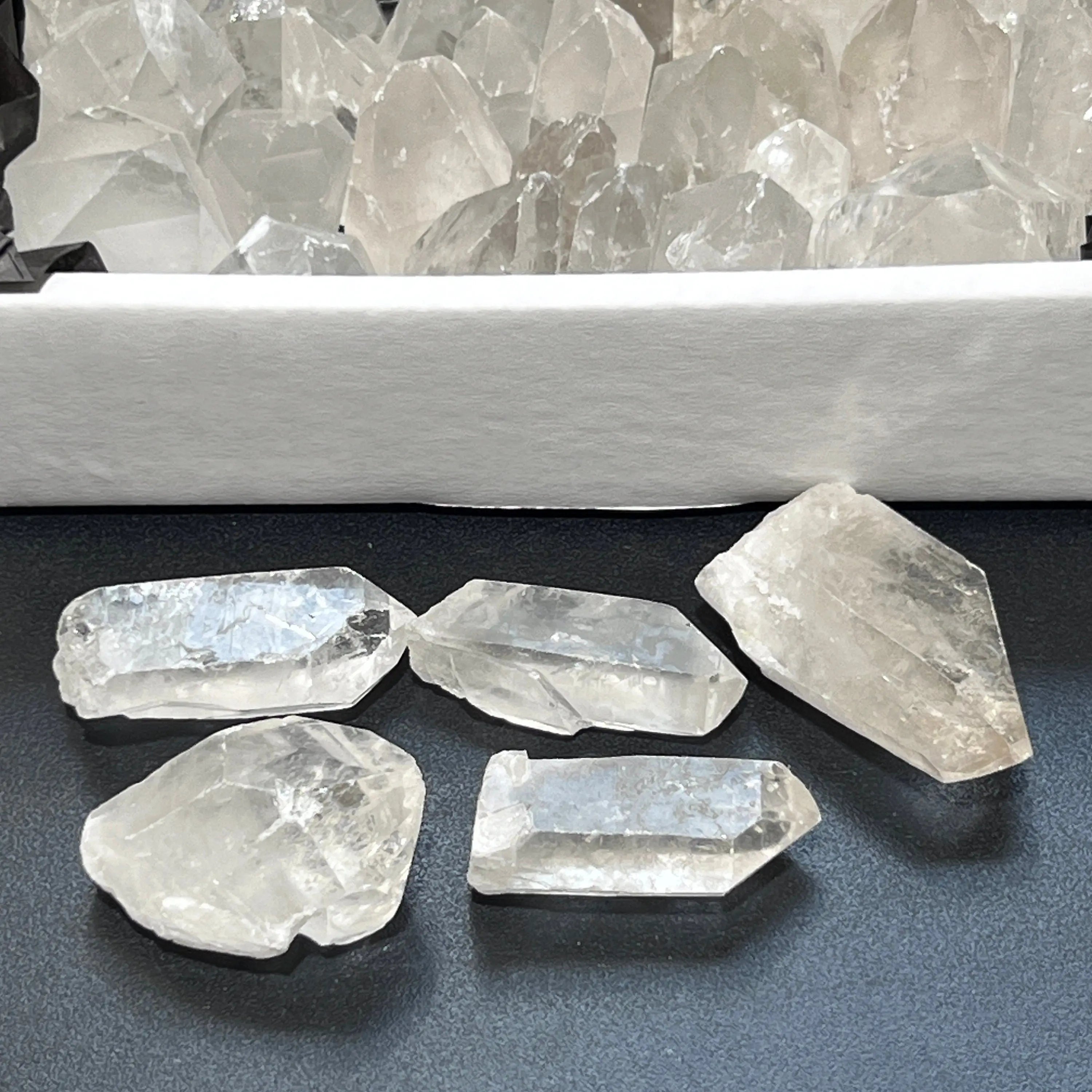 Clear Quartz Crystal Points Boxed Flat Bulk Wholesale Crystal Gemstones Supply | Home & Living > Home Decor > Home Accents > Rocks & Geodes | Wiccan Center