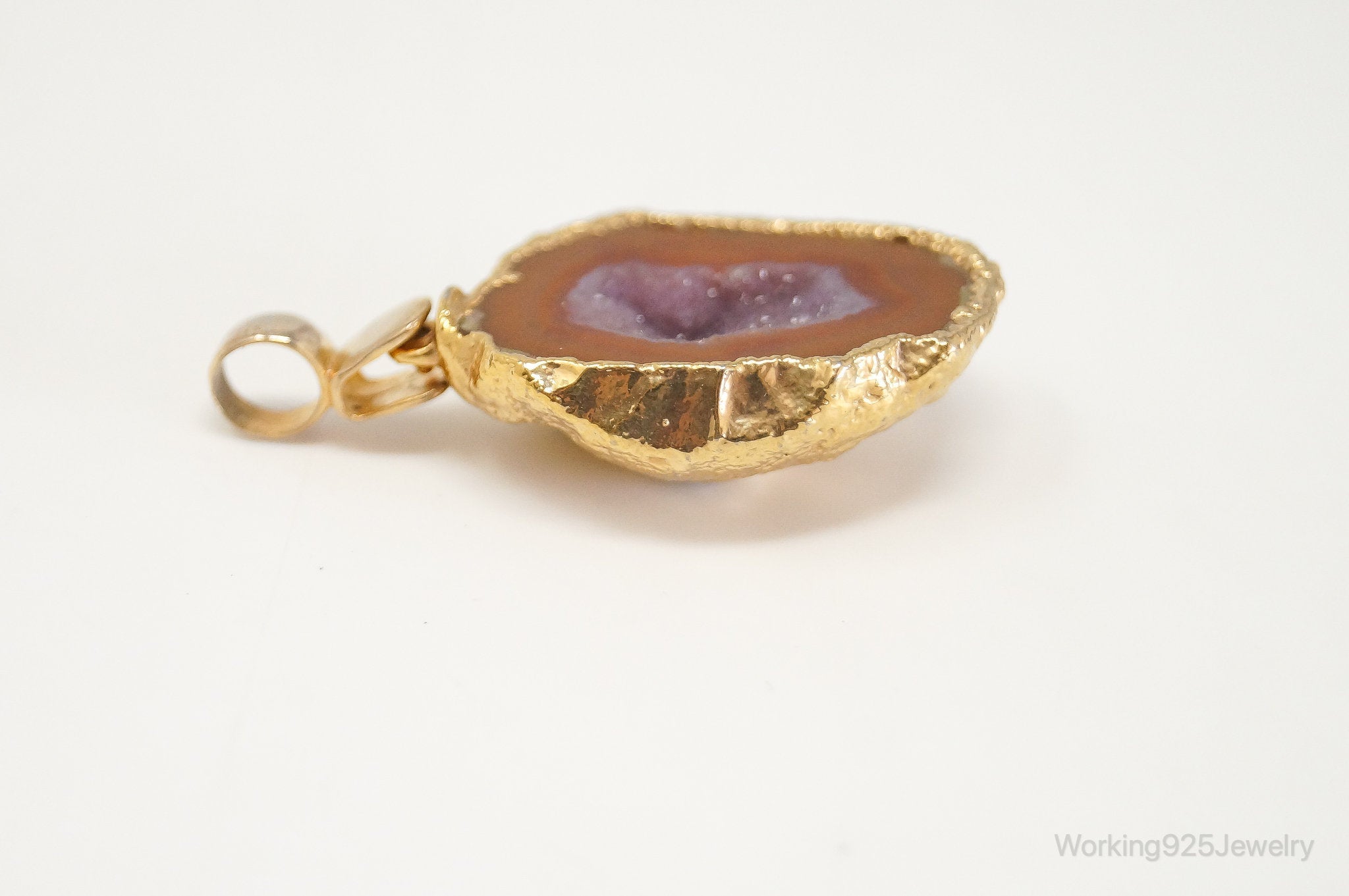 Vintage Druzy Agate Geode Gold Vermeil Sterling Silver Necklace Pendant | Jewelry > Necklaces > Pendants | Wiccan Center