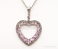 Vintage Pink & White Cubic Zirconia Heart Sterling Silver Necklace | Jewelry > Necklaces > Pendants | Wiccan Center