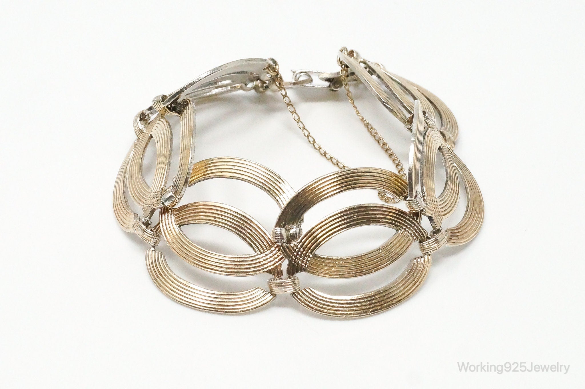 Vintage Designer Symmetalic 14K Gold Art Deco Sterling Silver Bracelet | Jewelry > Bracelets | Wiccan Center