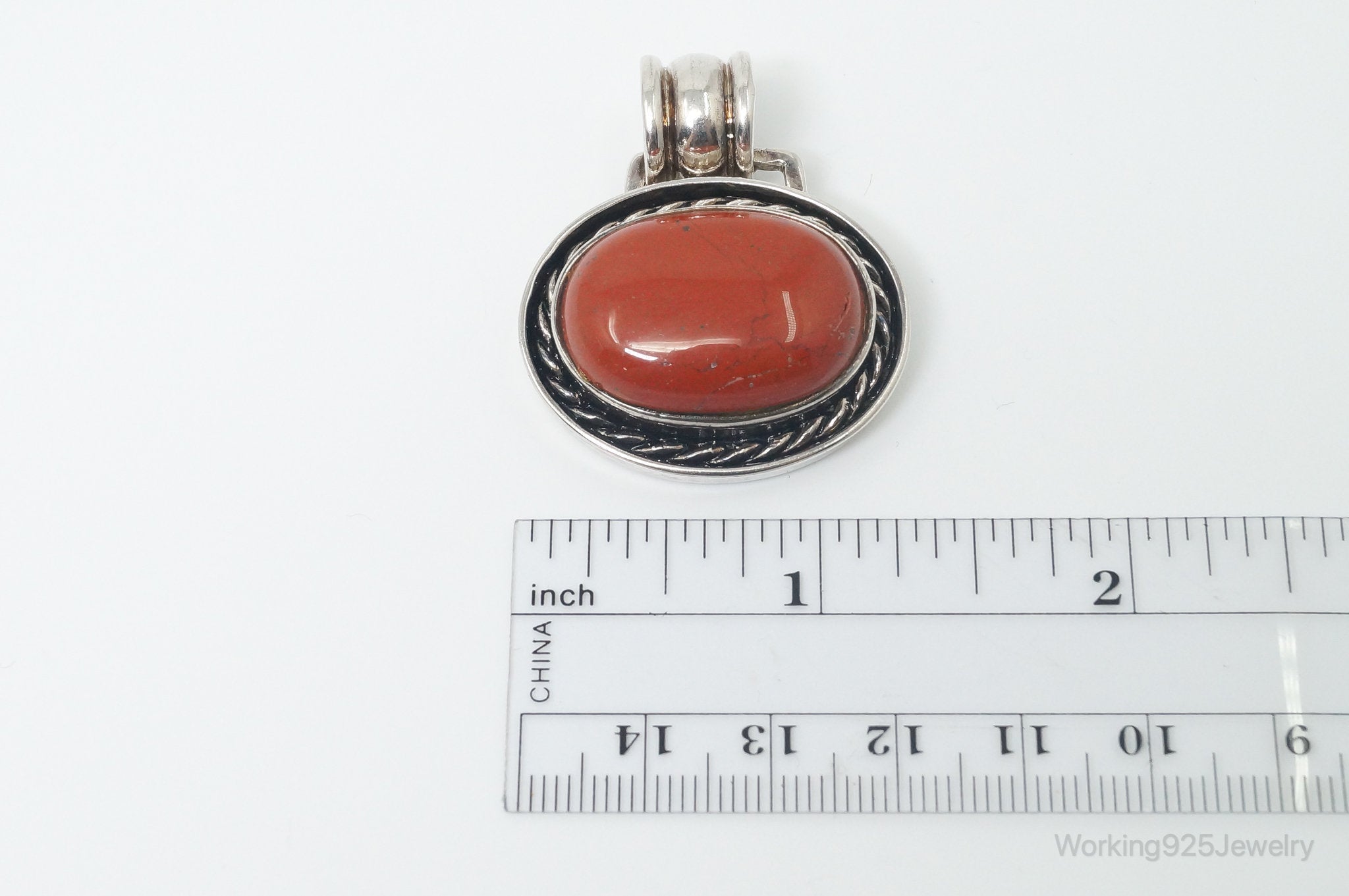 Vintage Large Designer DBJ Red Jasper Sterling Silver Necklace Pendant | Jewelry > Necklaces > Pendants | Wiccan Center