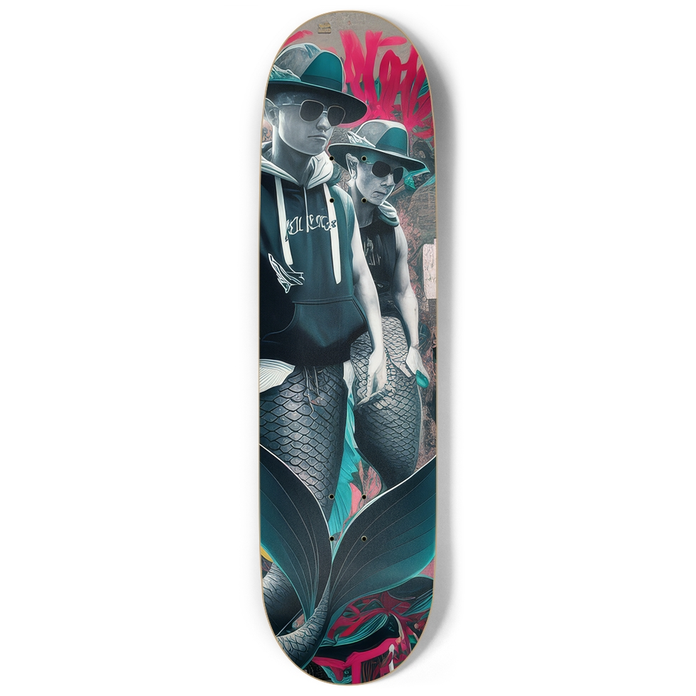 Lit Mermen Skateboard – Fantasy Ocean Art Deck | Skateboard | Wiccan Center