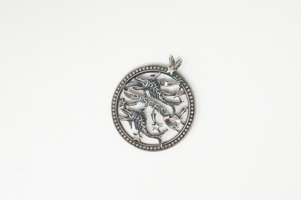 Vintage Designer Beau Abstract Astrology Pisces Sterling Silver Necklace Pendant | Jewelry > Necklaces > Pendants | Wiccan Center