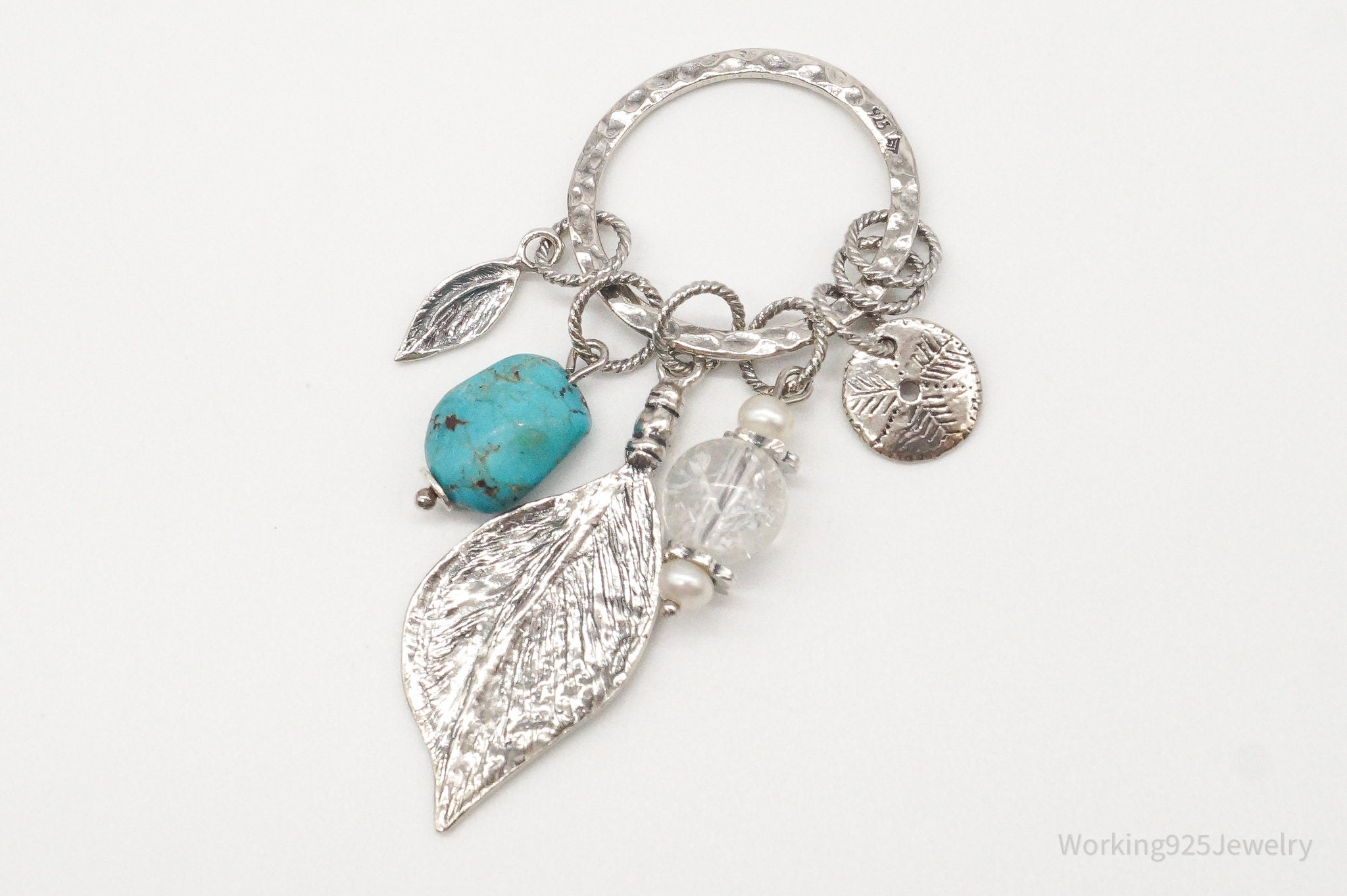 Designer Silpada Leaves Turquoise Quartz Charms Sterling Silver Pendant | Jewelry > Necklaces > Pendants | Wiccan Center