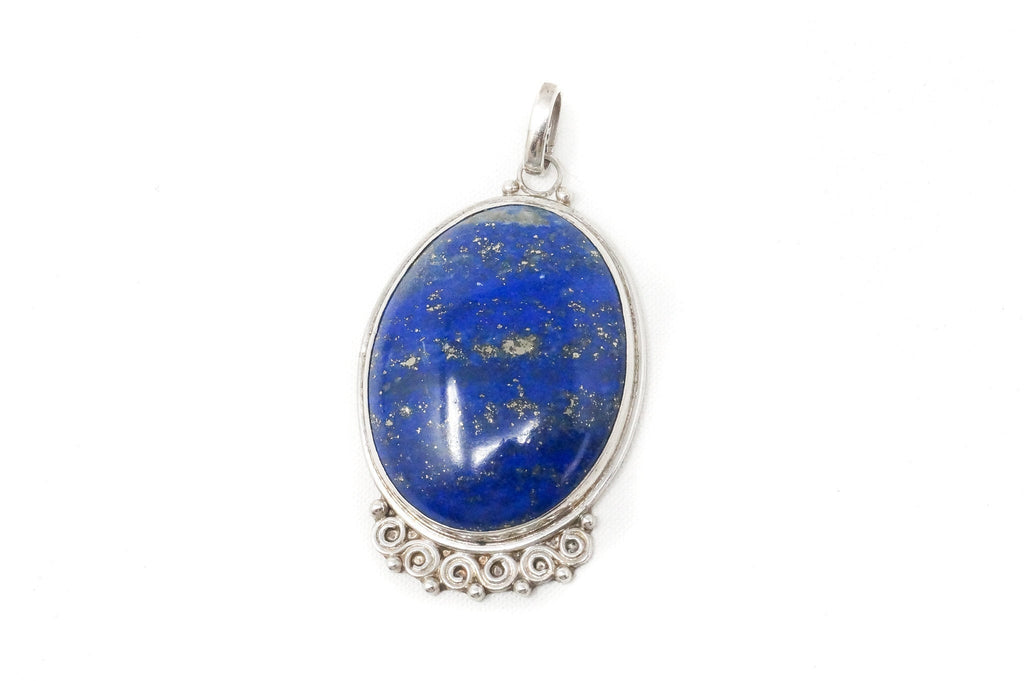 Vintage Large Handmade Lapis Lazuli Sterling Silver Necklace Pendant | Jewelry > Necklaces > Pendants | Wiccan Center