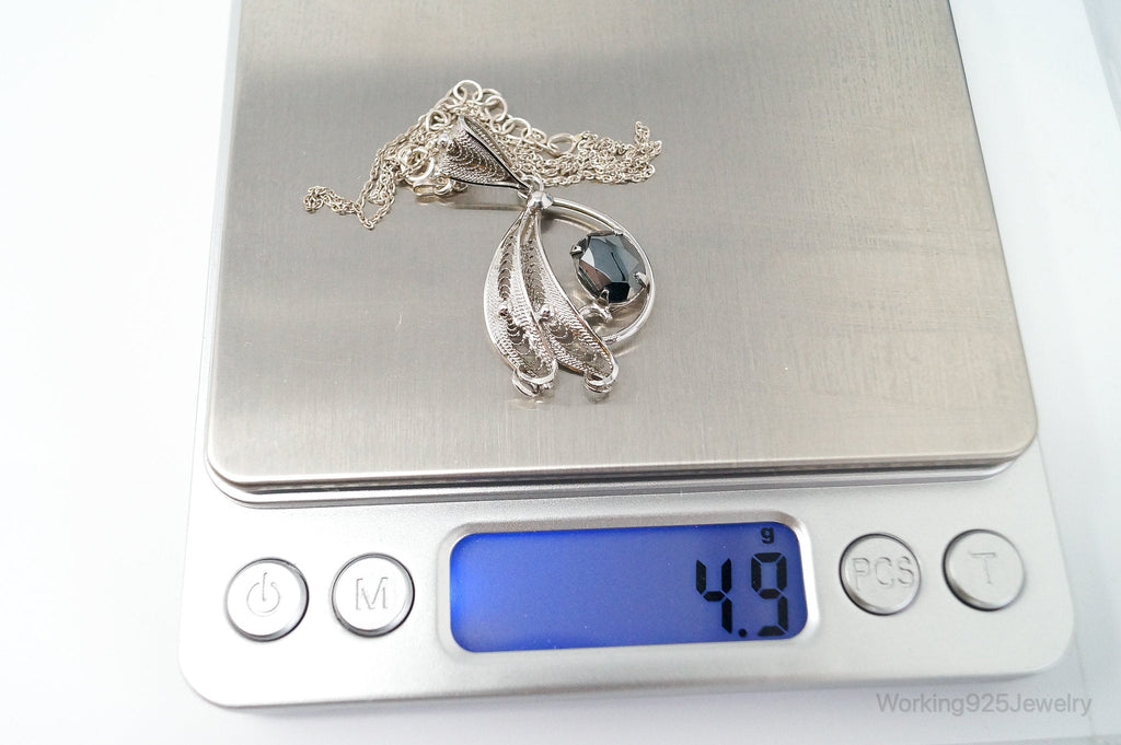 Vintage Designer Sorrento Hematite Sterling Silver Necklace | Jewelry > Necklaces > Pendants | Wiccan Center
