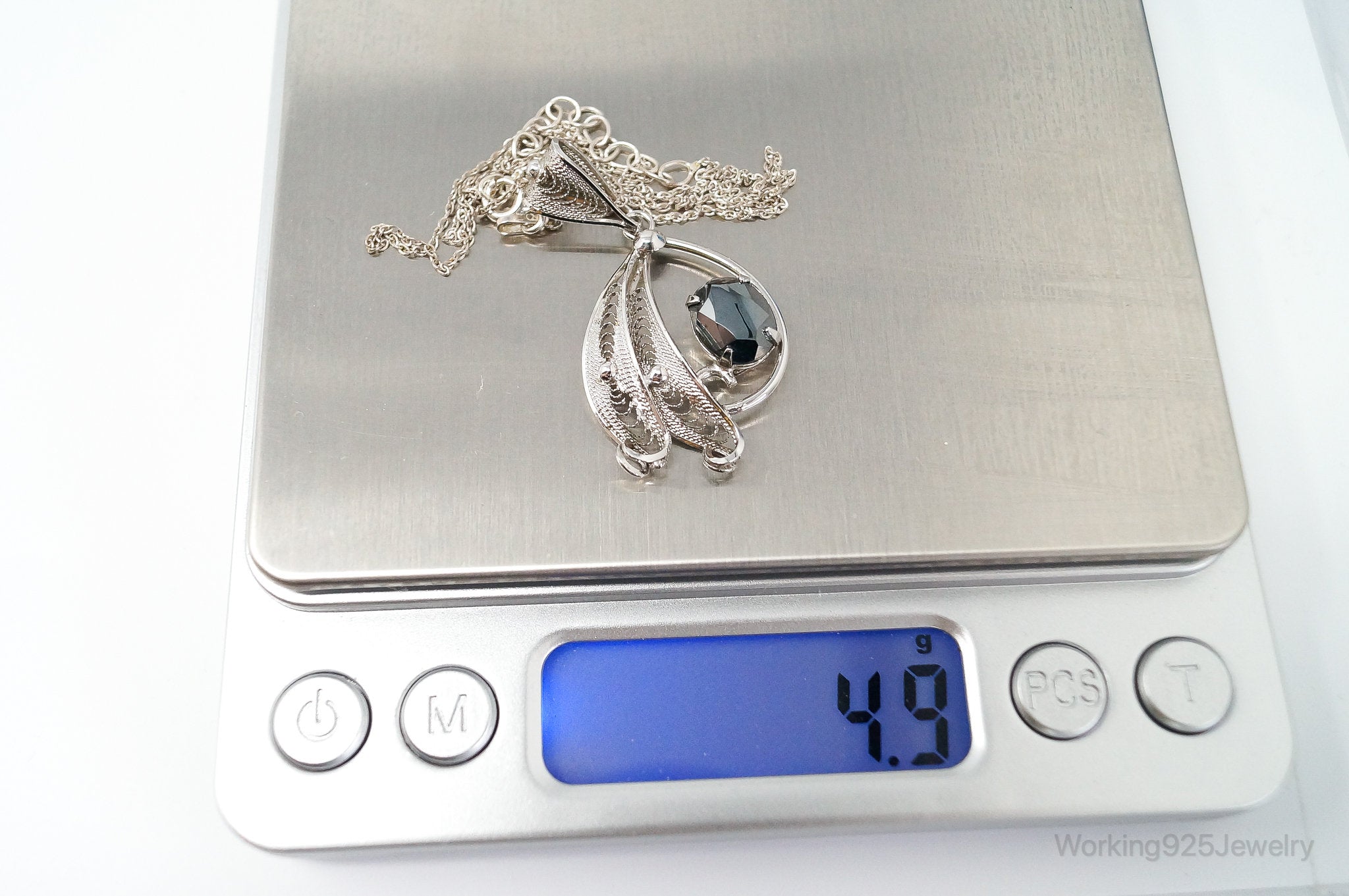 Vintage Designer Sorrento Hematite Sterling Silver Necklace | Jewelry > Necklaces > Pendants | Wiccan Center