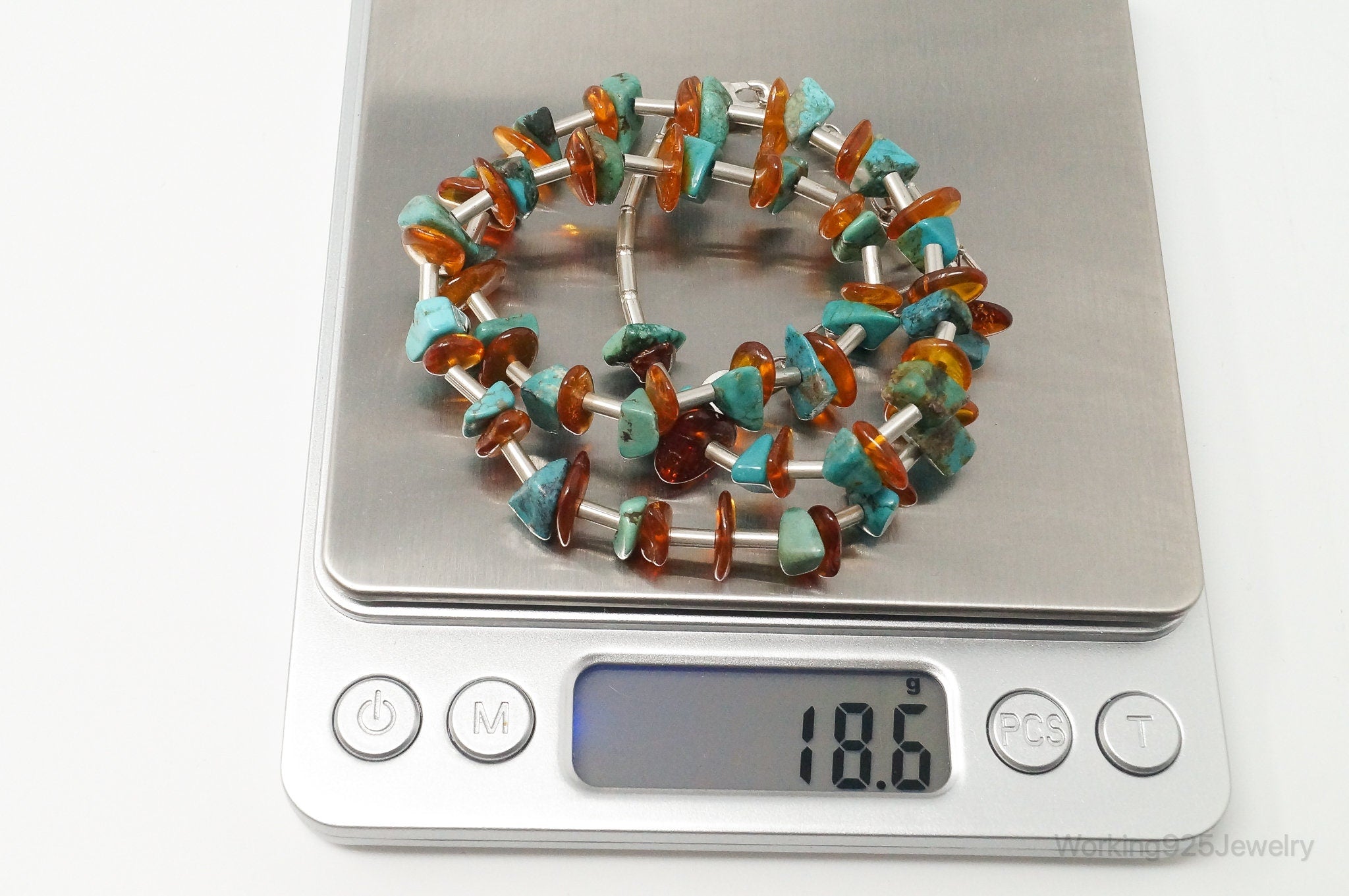 Designer Carolyn Pollack Relios Turquoise Amber Sterling Silver Necklace | Jewelry > Necklaces | Wiccan Center