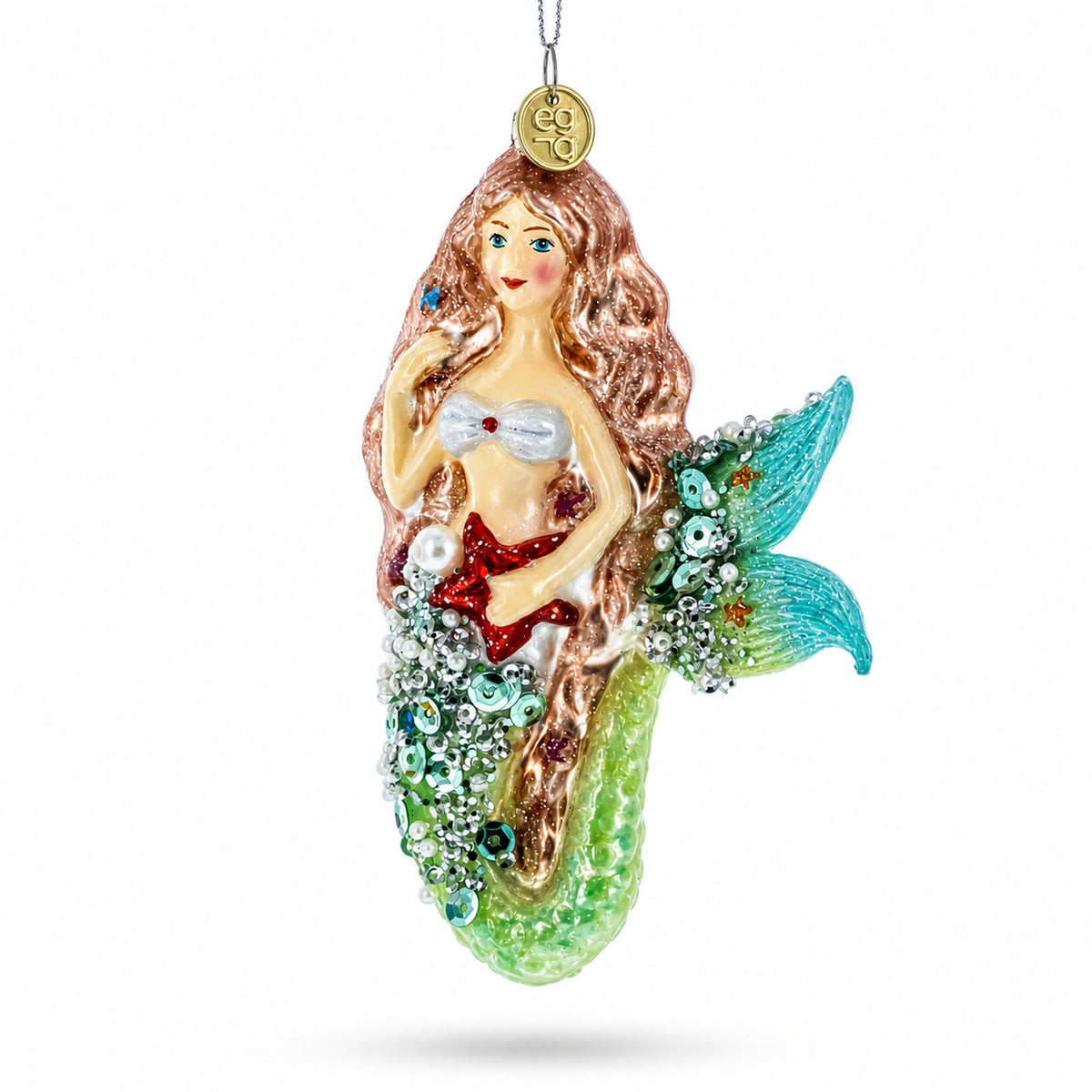 Mermaid and Fish Glass Christmas Ornament | Christmas Ornaments > Fairy Tales | Wiccan Center