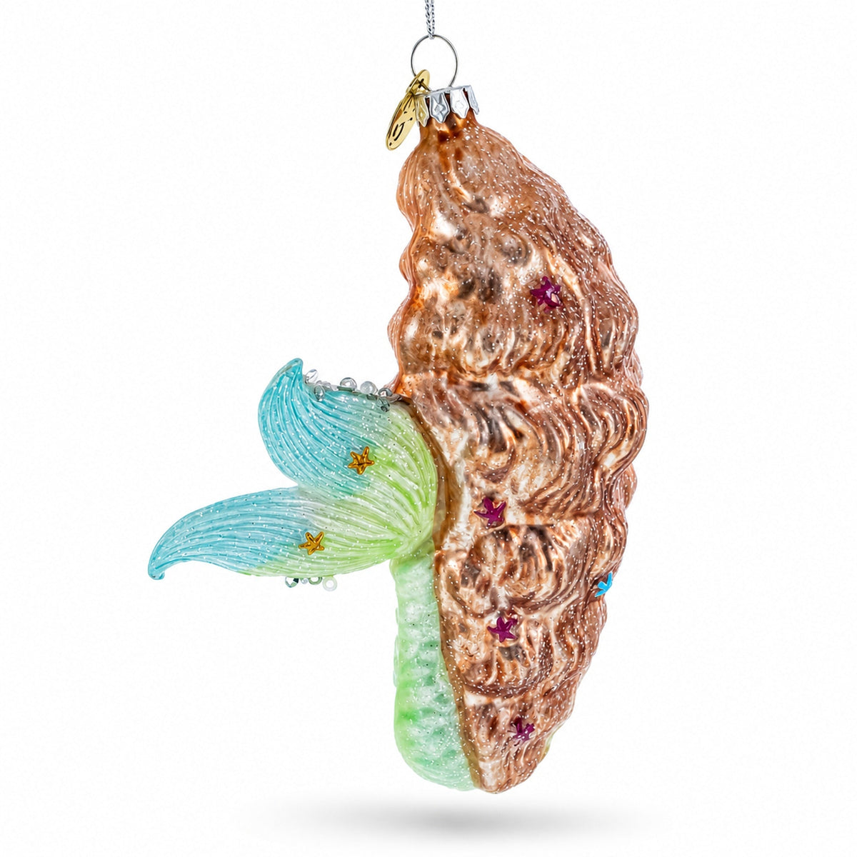 Mermaid and Fish Glass Christmas Ornament | Christmas Ornaments > Fairy Tales | Wiccan Center