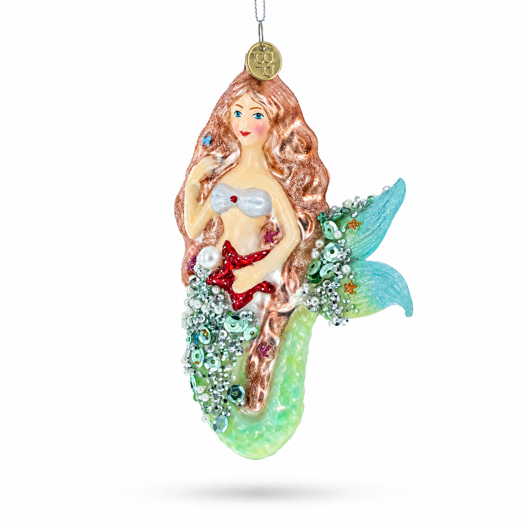 Glimmering Mermaid Glass Christmas Ornament | Christmas Ornaments > Fairy Tales | Wiccan Center
