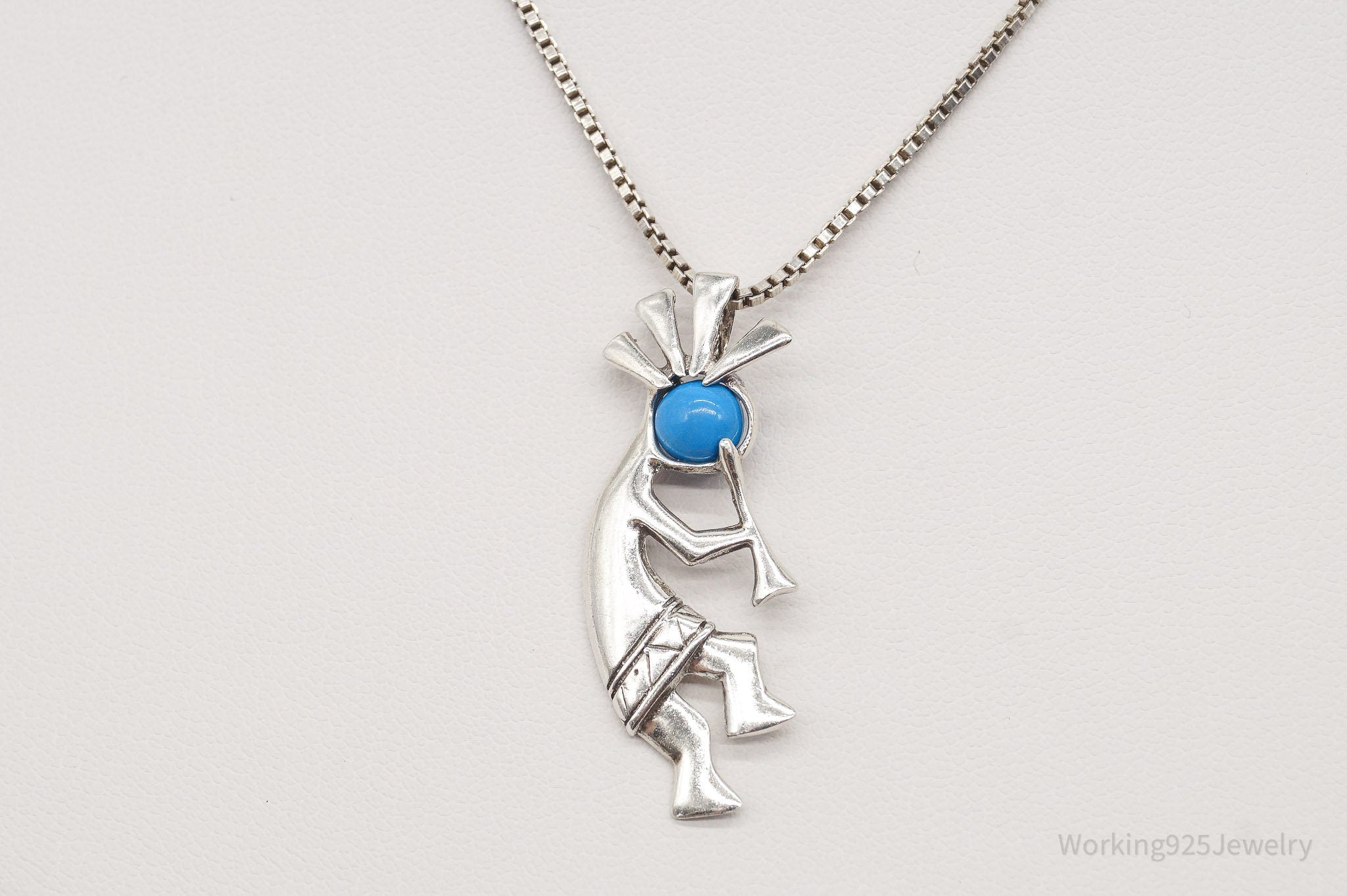 Vintage Handmade Native American Kokopelli Turquoise Sterling Silver Necklace | Jewelry > Necklaces > Pendants | Wiccan Center