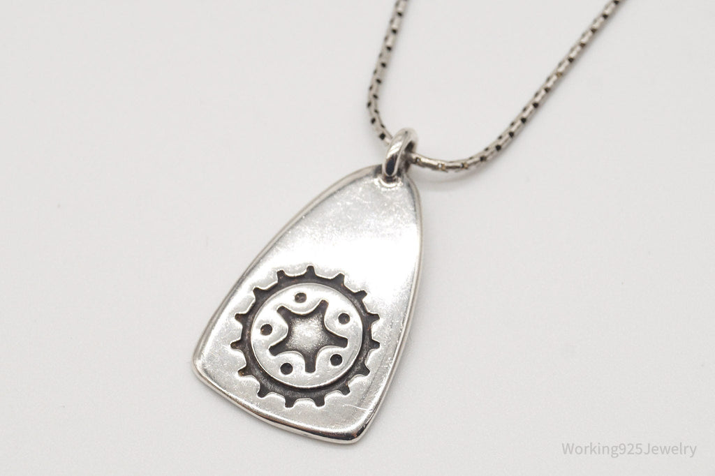 Vintage Gear Tab Tag "Crank It" Sterling Silver Necklace | Jewelry > Necklaces > Pendants | Wiccan Center