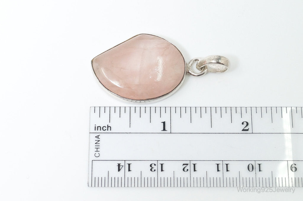 Large Vintage Rose Quartz Sterling Silver Necklace Pendant | Jewelry > Necklaces > Pendants | Wiccan Center