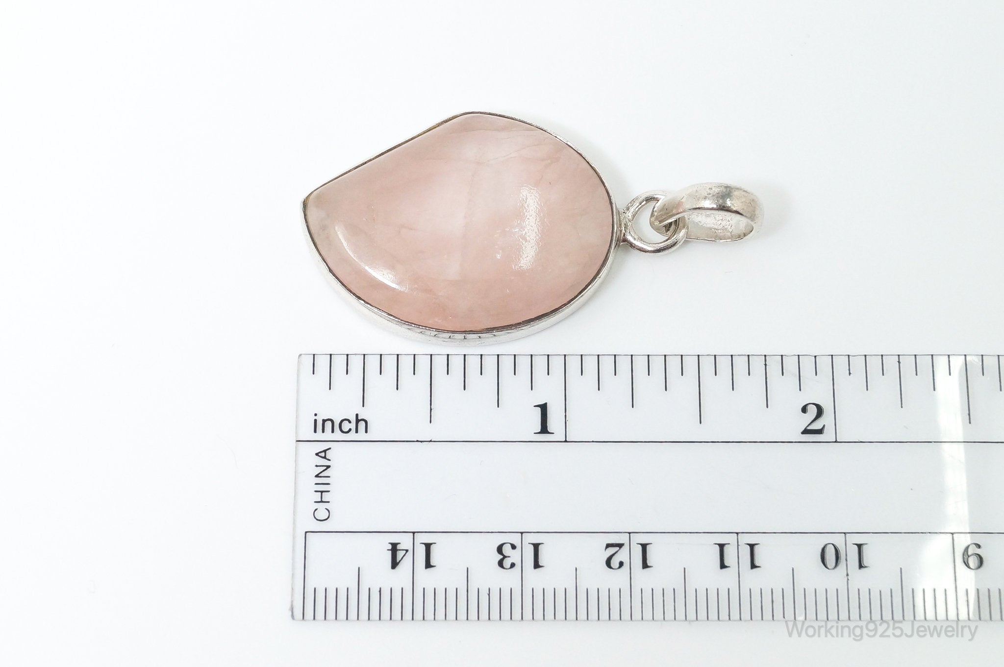 Large Vintage Rose Quartz Sterling Silver Necklace Pendant | Jewelry > Necklaces > Pendants | Wiccan Center