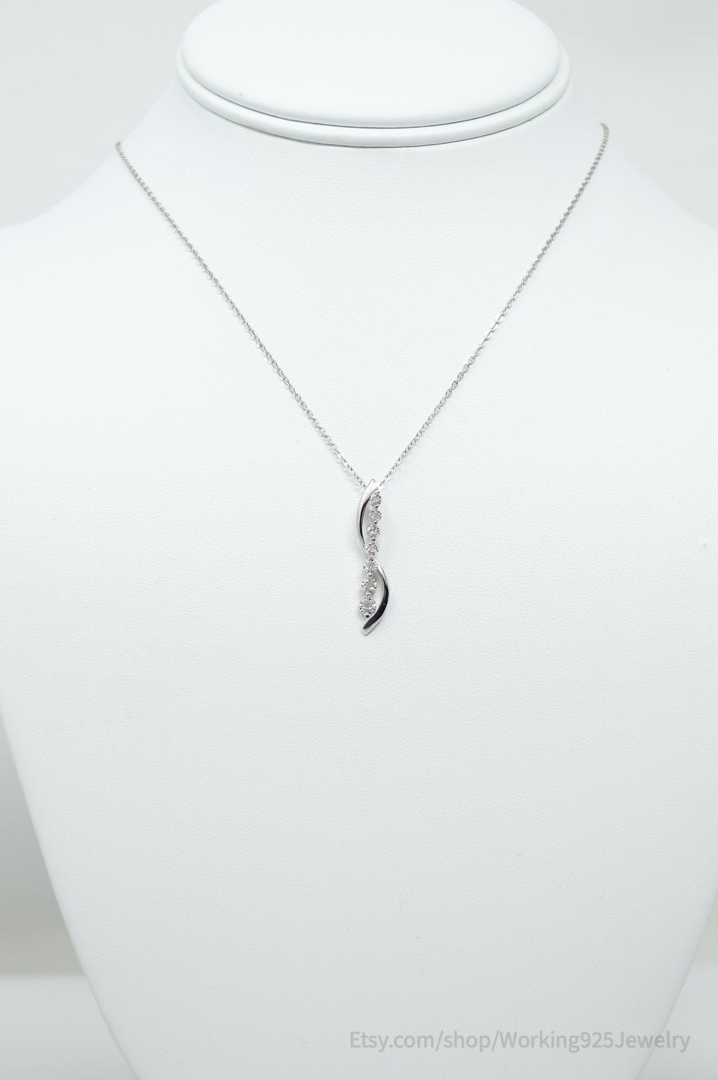 Vintage Designer Art Deco Cubic Zirconia Sterling Silver Necklace | Jewelry > Necklaces > Pendants | Wiccan Center