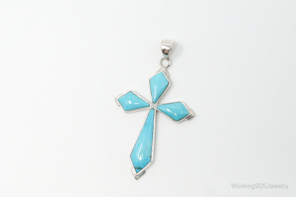 Large Designer SX Turquoise Sterling Silver Southwestern Necklace Pendant | Jewelry > Necklaces > Pendants | Wiccan Center