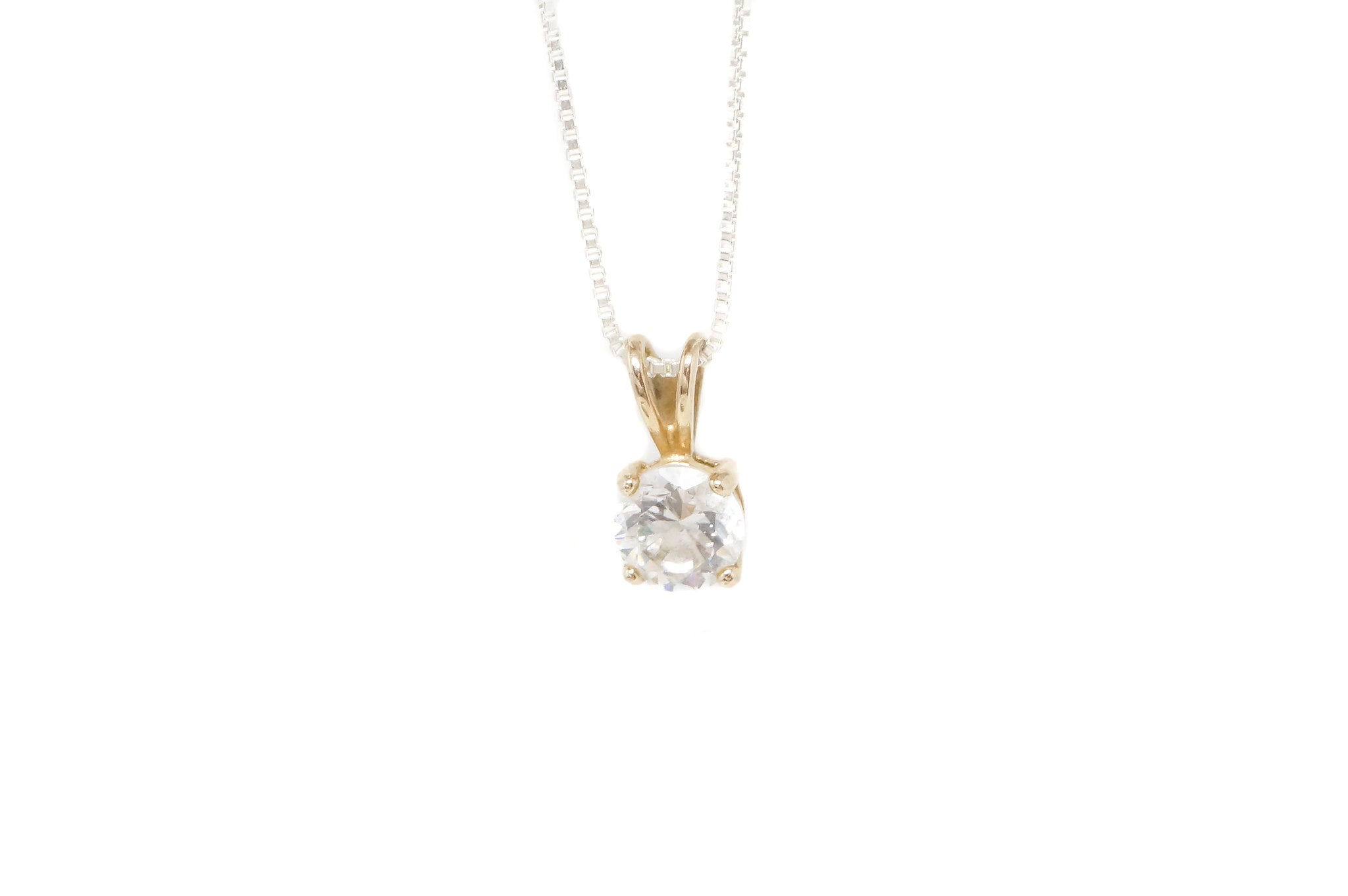 Vintage Gold Vermeil Cubic Zirconia Stone Sterling Silver Necklace Pendant | Jewelry > Necklaces > Pendants | Wiccan Center
