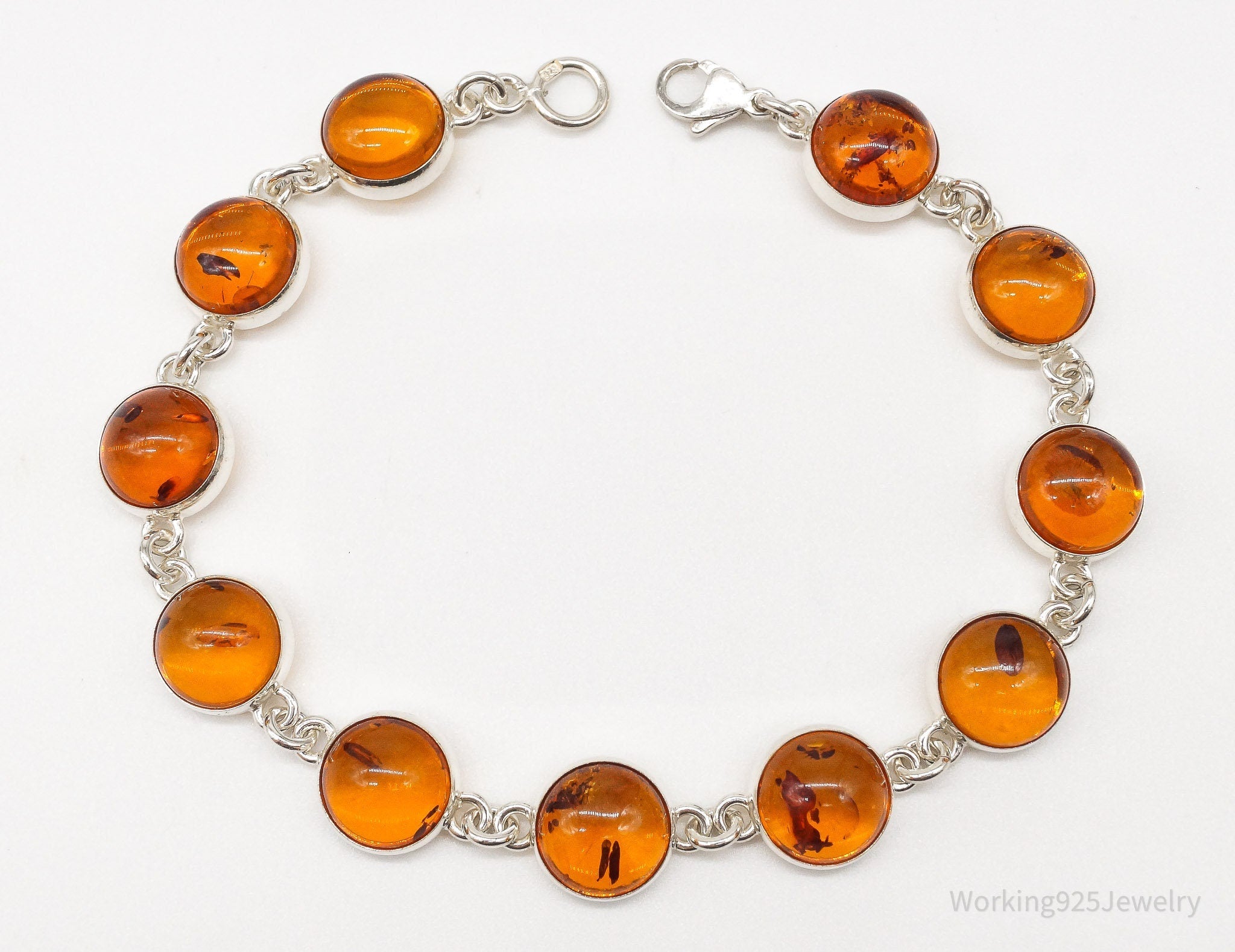 Vintage Amber Modernist Sterling Silver Bracelet | Jewelry > Bracelets | Wiccan Center