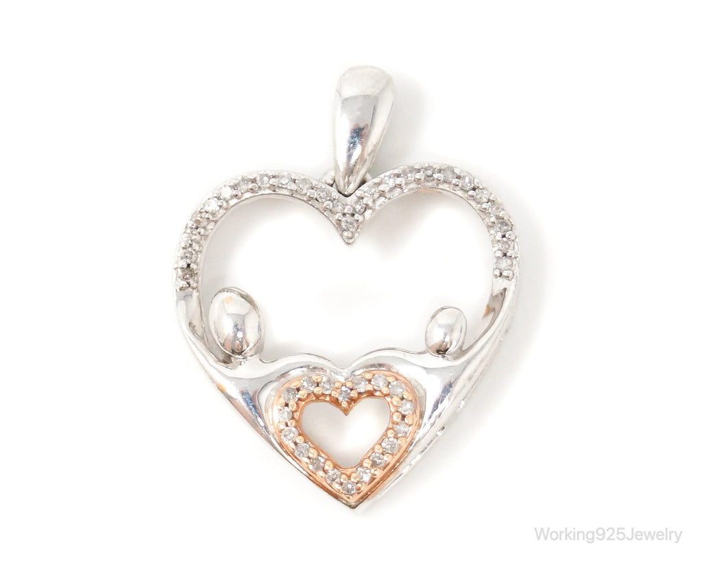 Cubic Zirconia Rose Gold Vermeil Sterling Silver Heart Necklace Pendant | Jewelry > Necklaces > Pendants | Wiccan Center