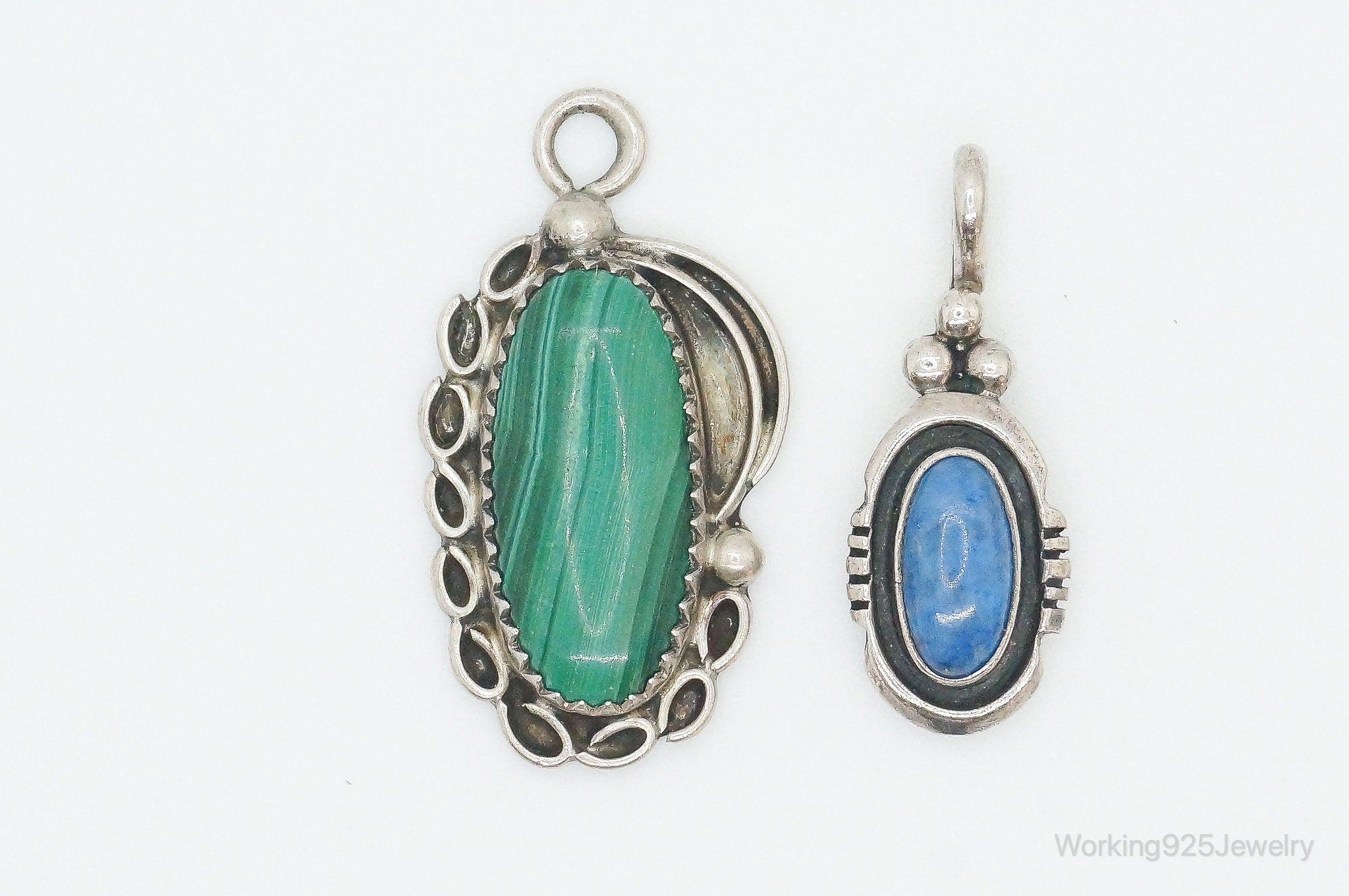 Vintage Native American Malachite Lapis Lazuli Sterling Silver Charm Pendants | Jewelry > Necklaces > Pendants | Wiccan Center