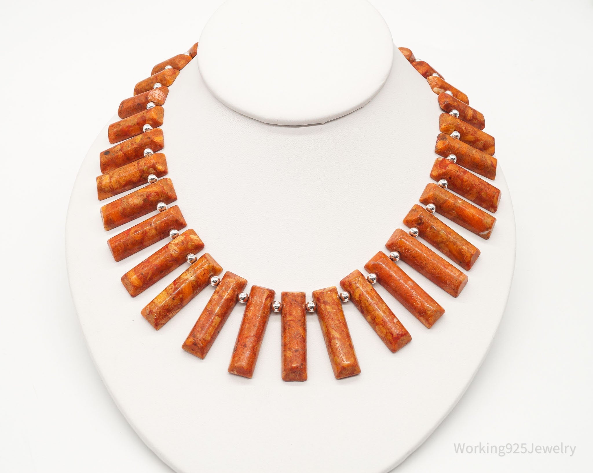 Vintage Desert Rose Trading Orange Sponge Coral Sterling Silver Necklace | Jewelry > Necklaces | Wiccan Center