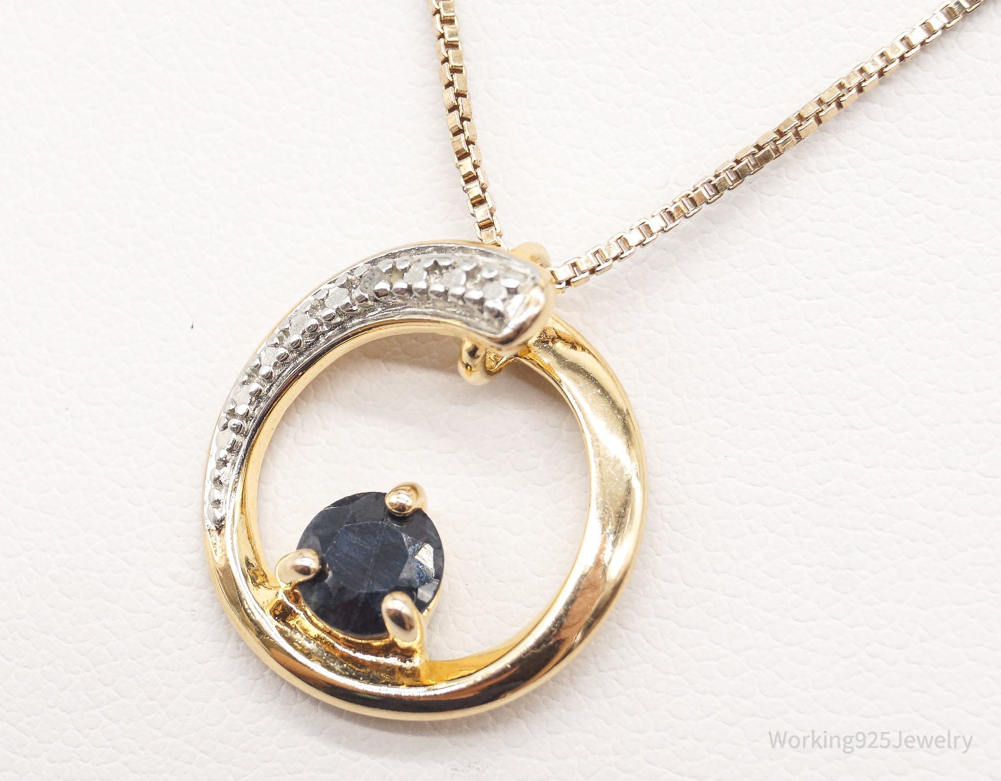 Designer Ross Simons Sapphires One Diamond Gold Vermeil Sterling Silver Necklace | Jewelry > Necklaces > Pendants | Wiccan Center