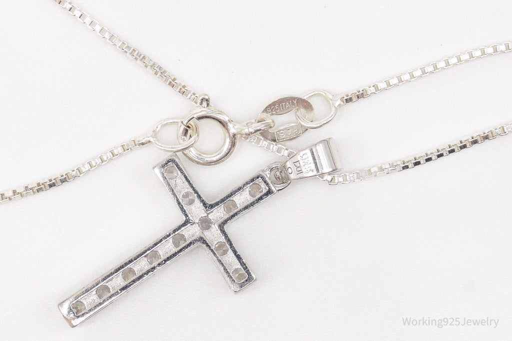 Vintage Cubic Zirconia Cross Sterling Silver Necklace | Jewelry > Necklaces | Wiccan Center