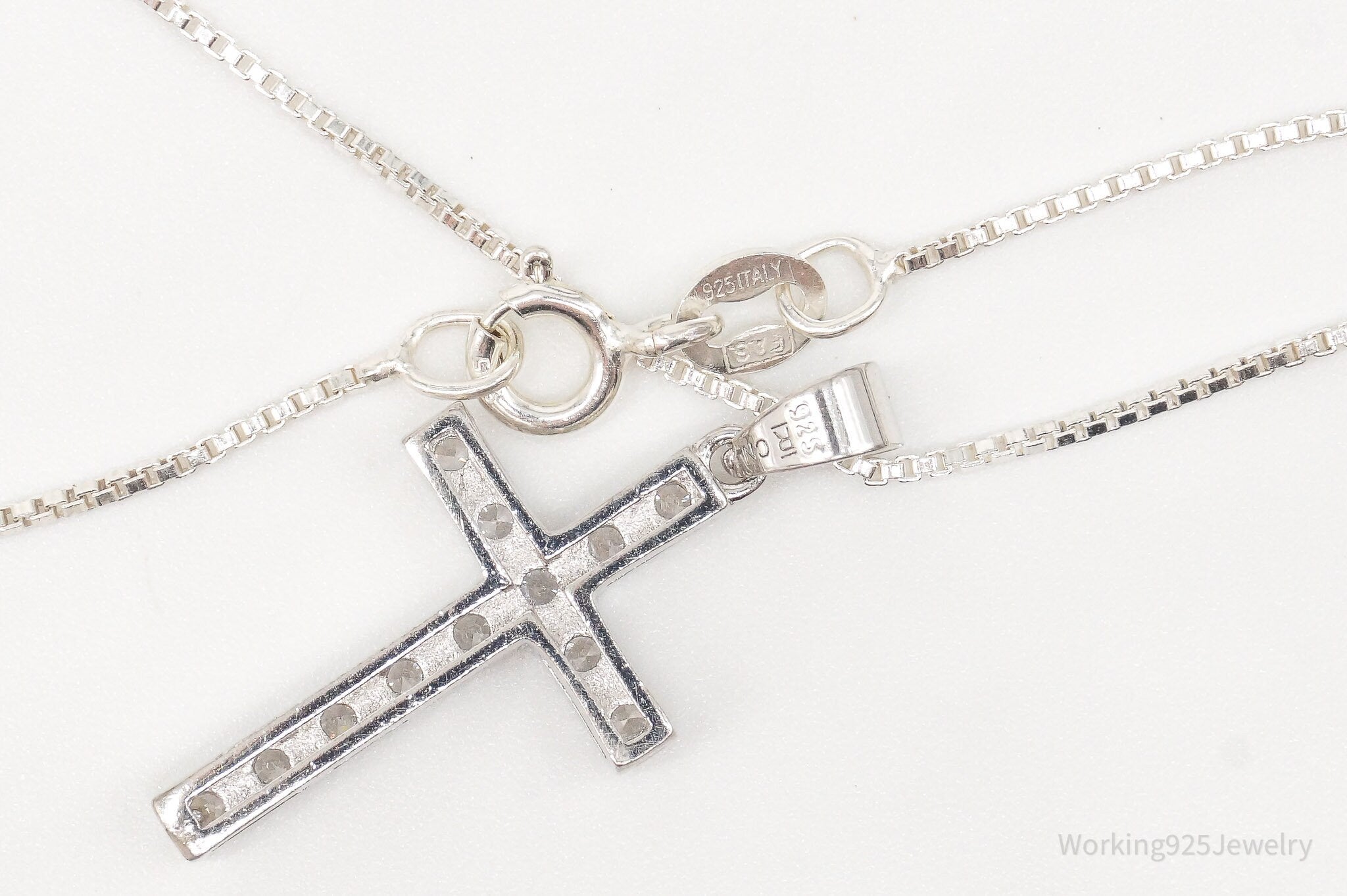 Vintage Cubic Zirconia Cross Sterling Silver Necklace | Jewelry > Necklaces | Wiccan Center