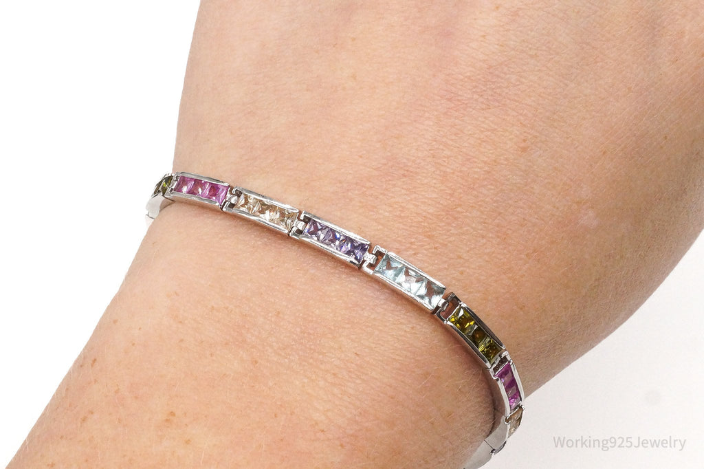 Vintage Designer FAS Multi Gemstone Sterling Silver Plated Bracelet | Jewelry > Bracelets | Wiccan Center