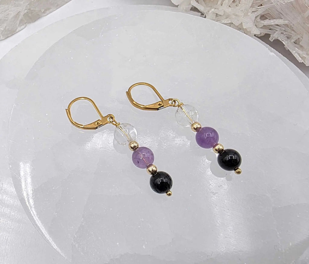 SACRED SPACE -Clear Quartz, Amethyst, Black Onyx Jewelry Set | Jewelry Set | Wiccan Center