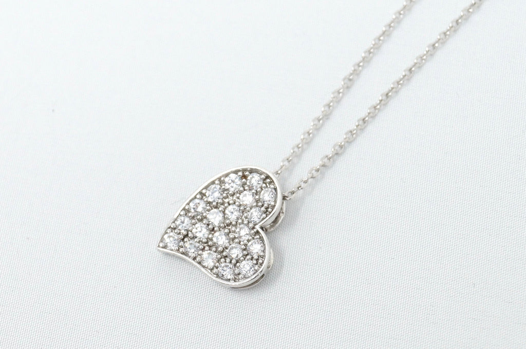Vintage Simulated Diamond Accented Sweetheart Heart Sterling Silver Necklace 18" | Jewelry > Necklaces > Pendants | Wiccan Center