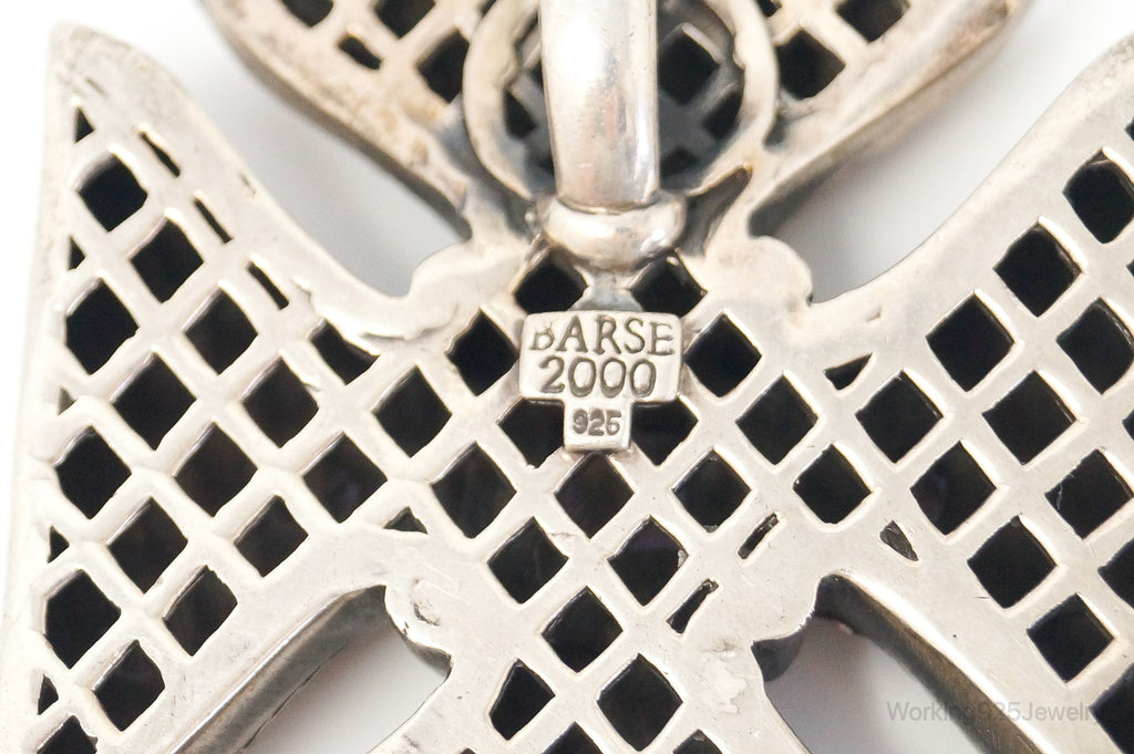 Large Vintage Designer Barse 2000 Amethyst Cross Sterling Silver Pendant | Jewelry > Necklaces > Pendants | Wiccan Center