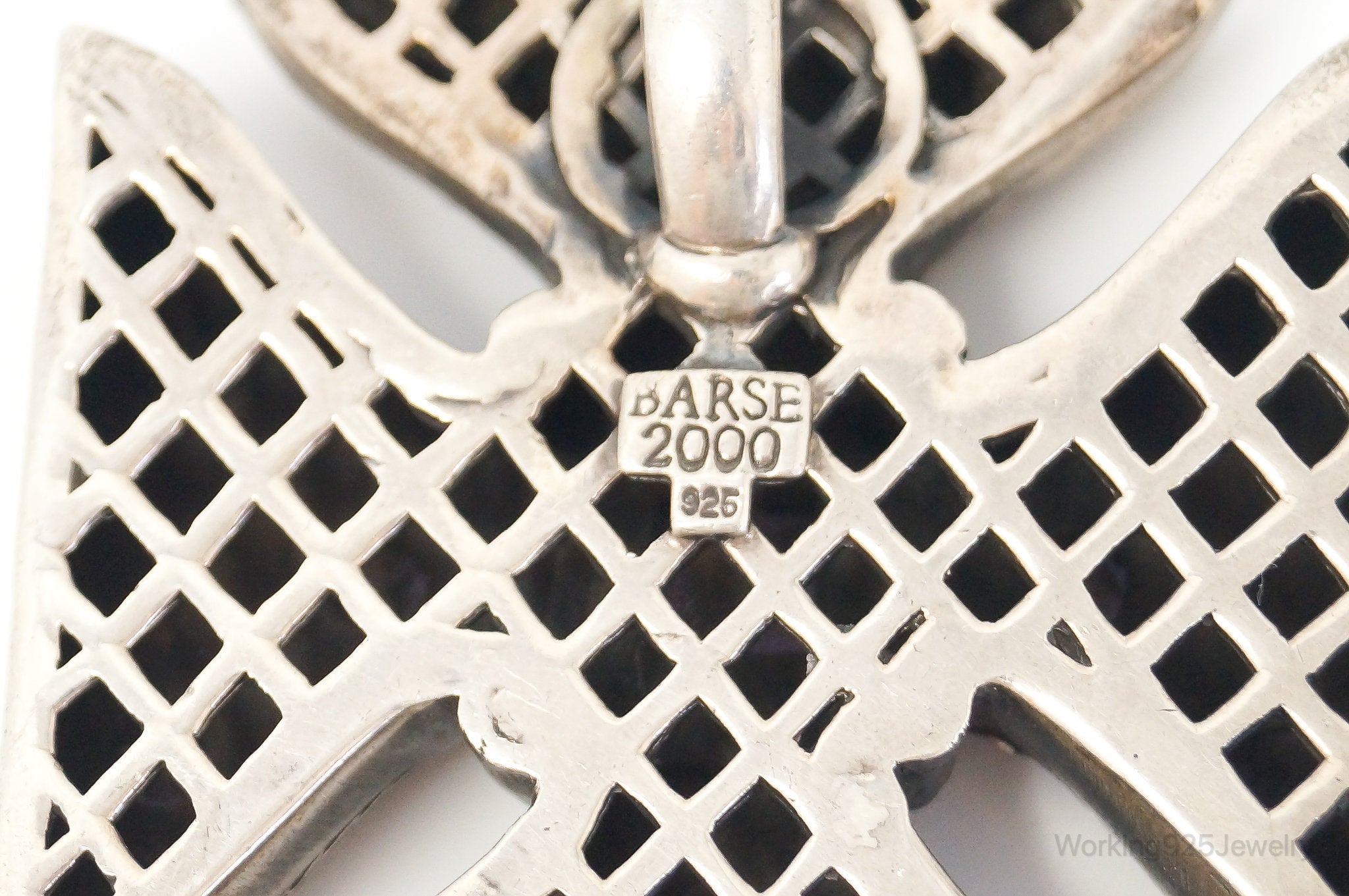 Large Vintage Designer Barse 2000 Amethyst Cross Sterling Silver Pendant | Jewelry > Necklaces > Pendants | Wiccan Center