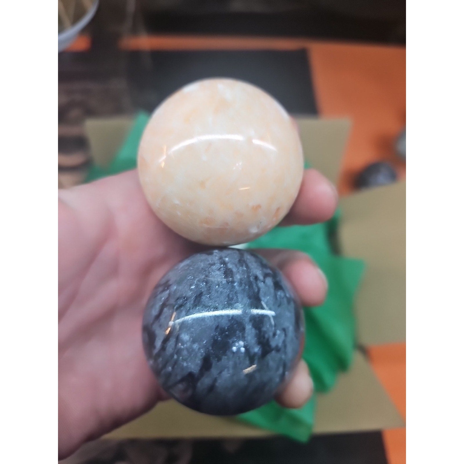 Ocean Jasper Spheres Set Of 3 Random Selection W/stands